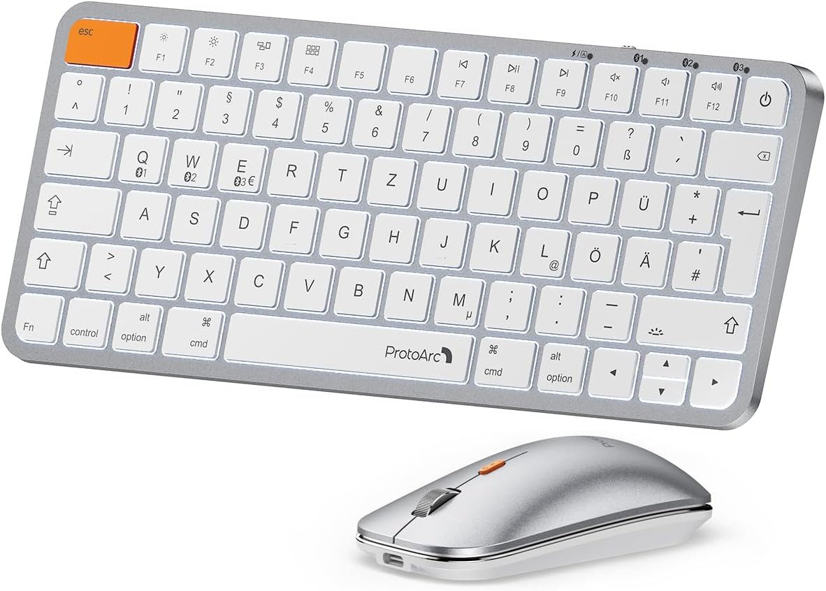 ProtoArc KM90-A Beleuchtete Kompakte Bluetooth-Tastatur und Maus Tastatur (Beleuchtete Kompakte Bluetooth-Tastatur und Maus)