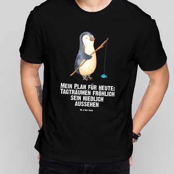 Mr. & Mrs. Panda T-Shirt Pinguin Angler - Schwarz - Geschenk, Junggesellenabschied, Lustiges T (1-tlg)