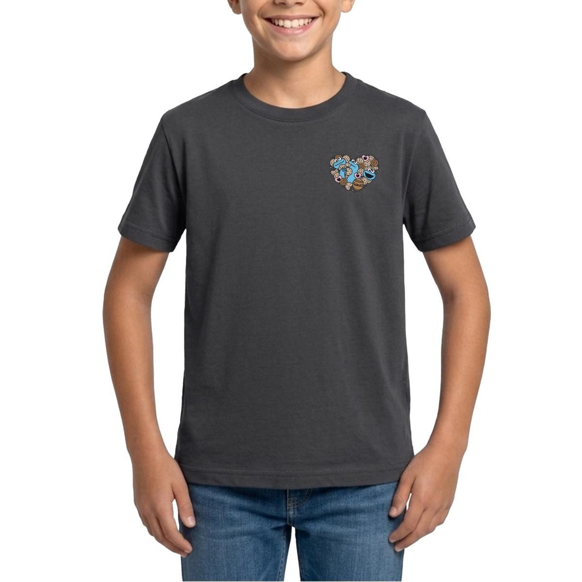 T-Shirt Sesamstraße Design Herz Mit Krümelmonster Teenager T-Shirt