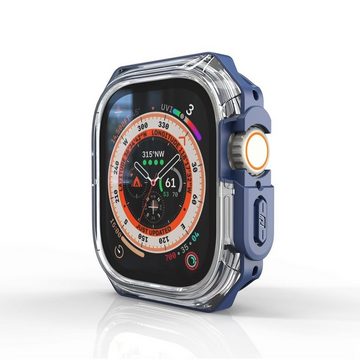 Wigento Smartwatch-Hülle Für Apple Watch Ultra 1 + 2 49mm Uhr Gehäuse Silikon Schutz Hülle Blau