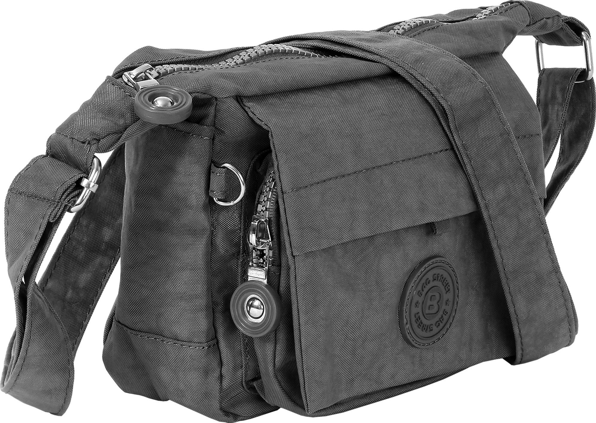 BAG STREET Handtasche Bag Street Damen Handtasche Abendtasche (Handtasche), Damen, Jugend Tasche aus Crinkle Nylon in grau, ca. 17cm Breite