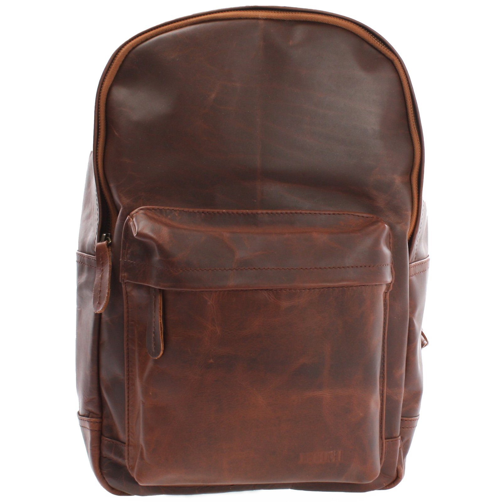 LECONI Freizeitrucksack Rucksack Lederrucksack DIN A4 Damen Herren Echt Leder LE1009, Gewachstes Rindsleder - Rückfach mit Zipper - 30×40×12 cm