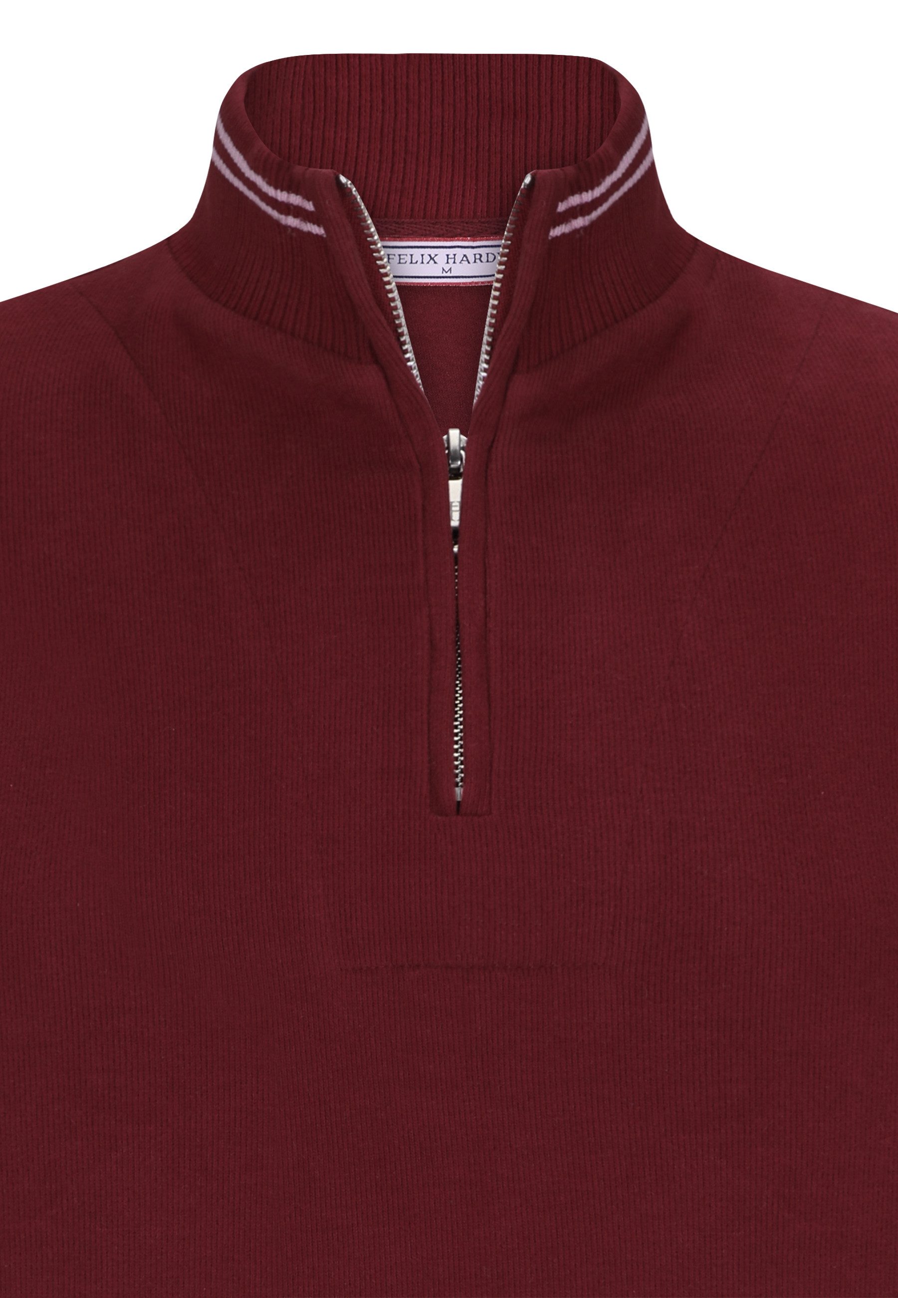 Felix Hardy Stehkragenpullover Strickpullover mit halbem Reißverschluss