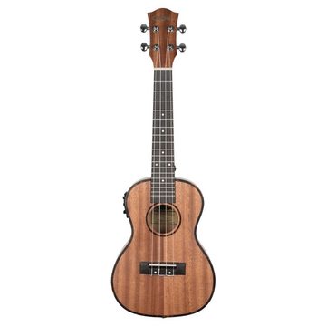 Cascha Ukulele HH2035E Premium Mahagoni Electric, Set, integr. Tonabnehmersystem, komplett mit Tasche und Plektren