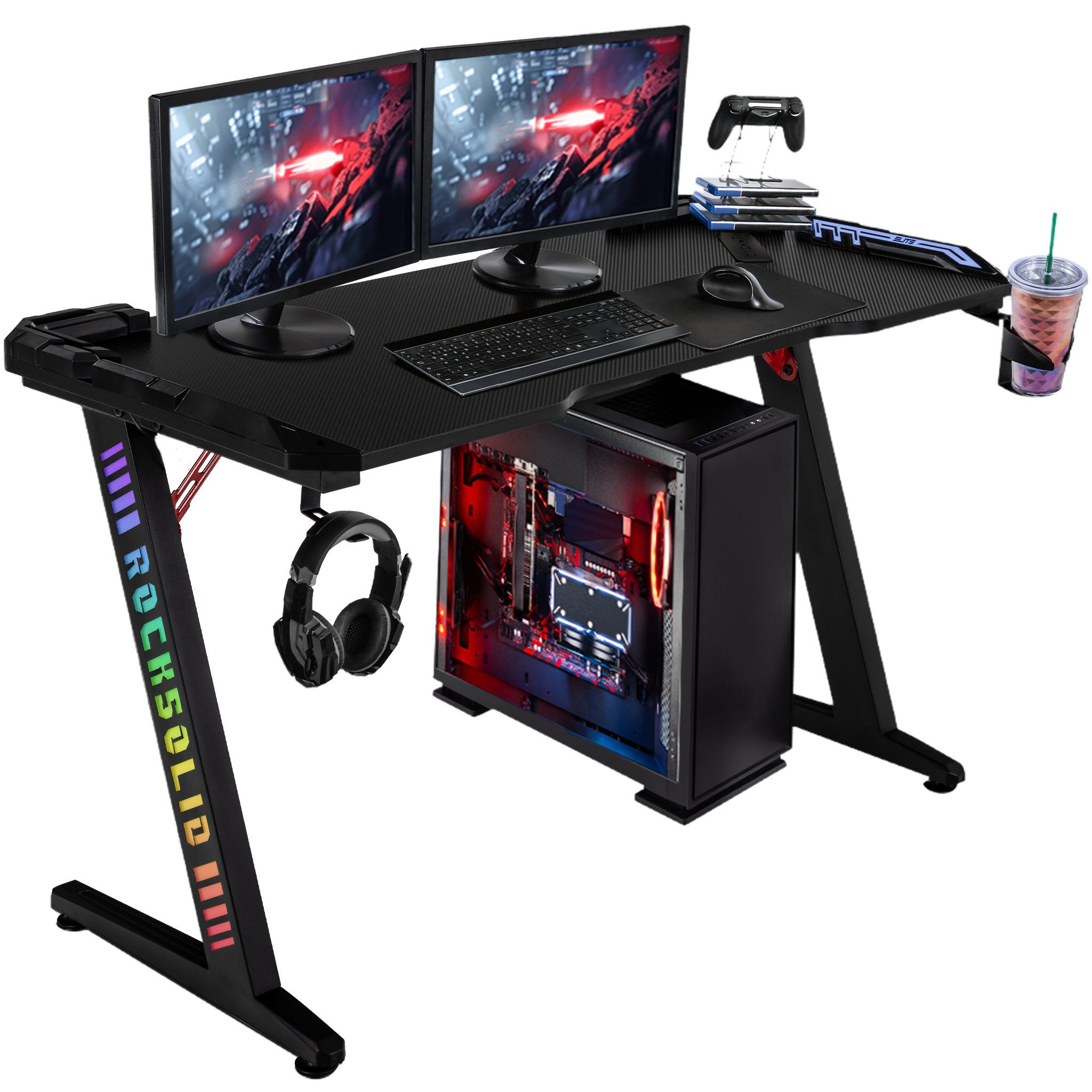 ELITE Gaming Gamingtisch Rocksolid Gamer Schreibtisch mit LED-Beleuchtung ( günstig online kaufen