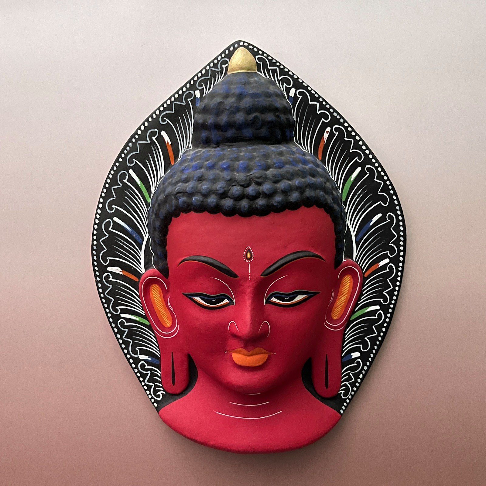 Asien LifeStyle Buddhafigur Buddha Kopf Maske Pappmache Figur Nepal