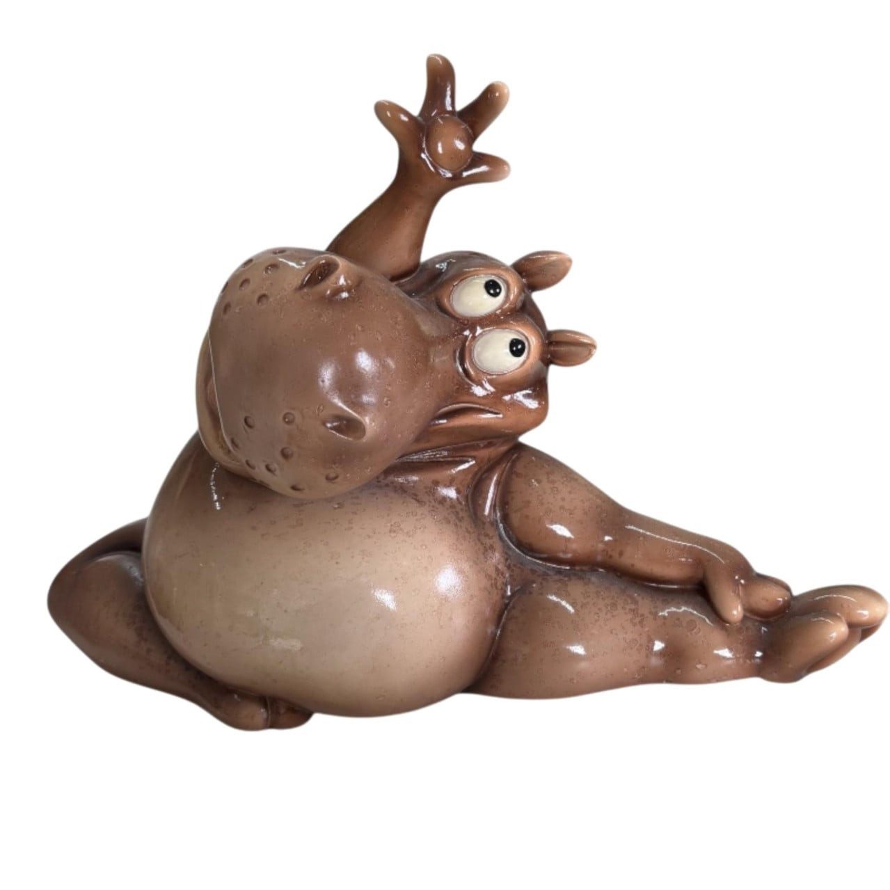 Figurendiscounter Gartenfigur Dekofigur Nilpferd Yoga groß 22 x 31,5 cm
