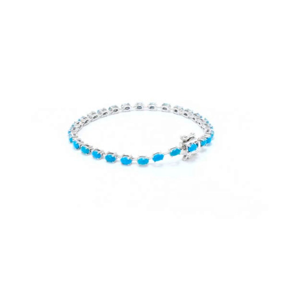 Cavill Silberarmband Türkisarmband Damen Silber 925 mit Platin Beschichtung 4,73 ct Oval (1-tlg)