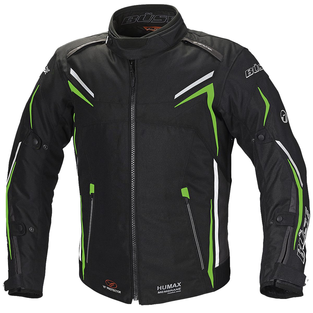 Büse Motorradjacke Büse Mugello Textiljacke schwarz / neongrün Herren XL atmungsaktiv