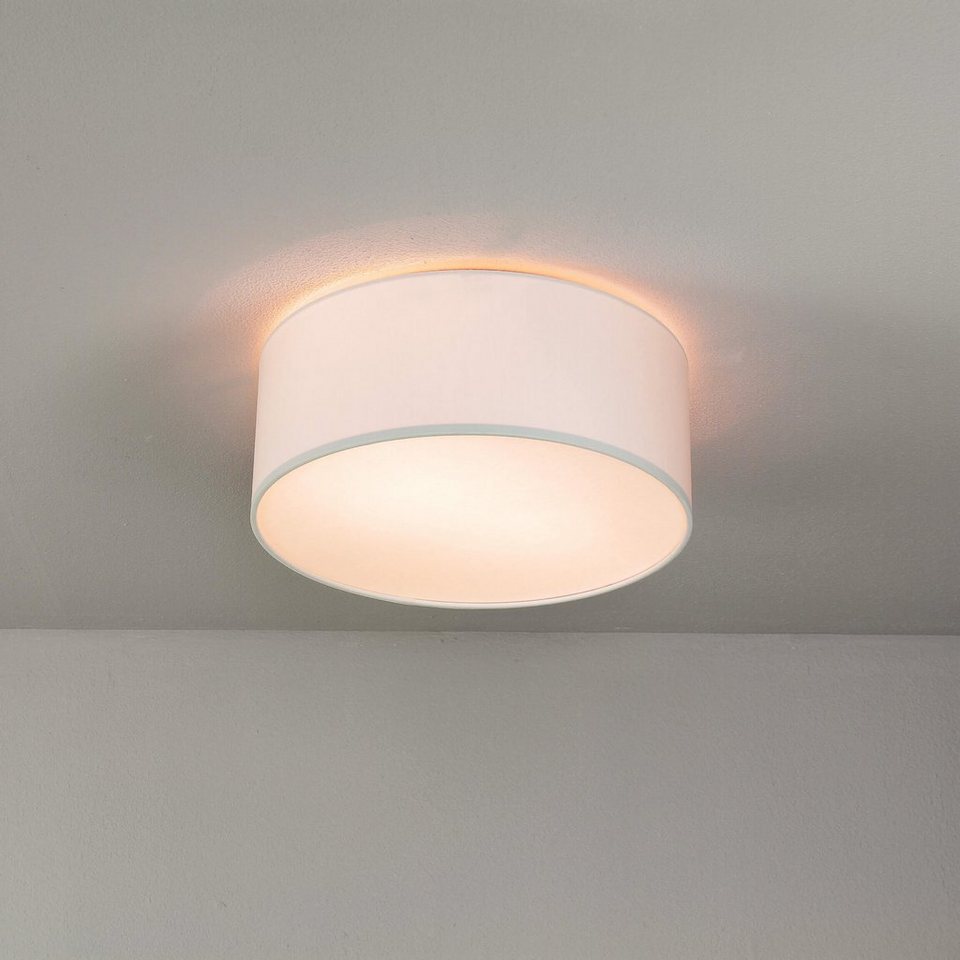 Licht-Erlebnisse Deckenleuchte CAMERON, ohne Leuchtmittel, Deckenlampe Weiß  Modern E27 Ø35cm rund Zylinder Schlafzimmer