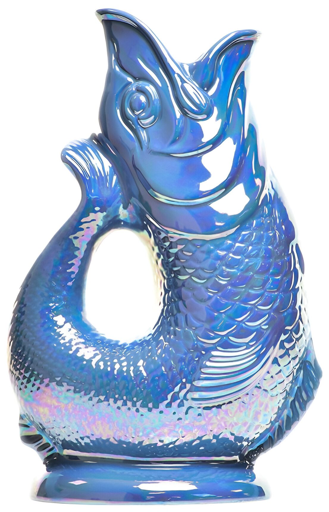 Gluckigluck Wasserkaraffe, (Original Gluggle Jug aus England), mit Gluckergeräusch, handgefertigt, ikonisches Fisch-Design, 1,2 L
