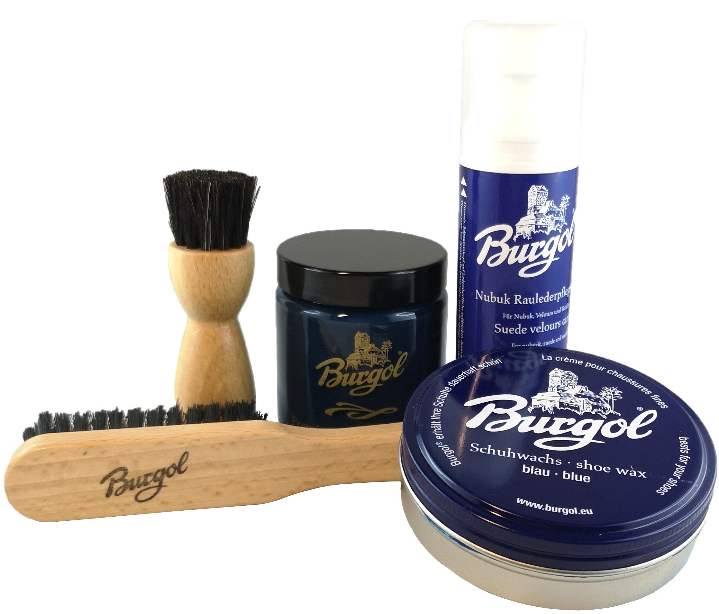 Burgol Burgol Schuhpflegeset Blau für blaue Glattleder- und blaue Nubukleders Lederpflegeset