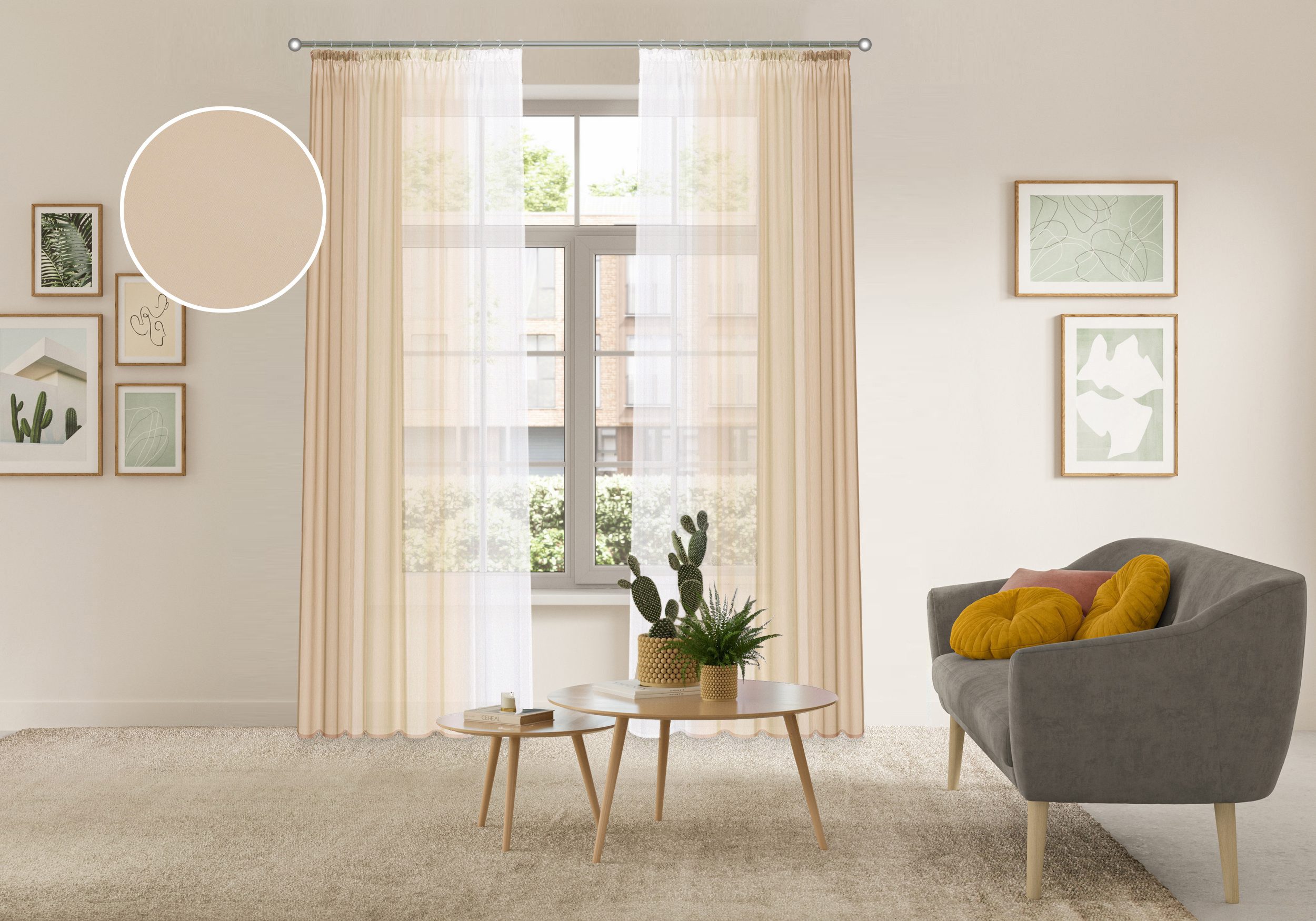 OTTO home Gardine Nivva (2 St), Kräuselband, transparent, Transparent, Kräuselband, Pflegeleicht, 2er Set