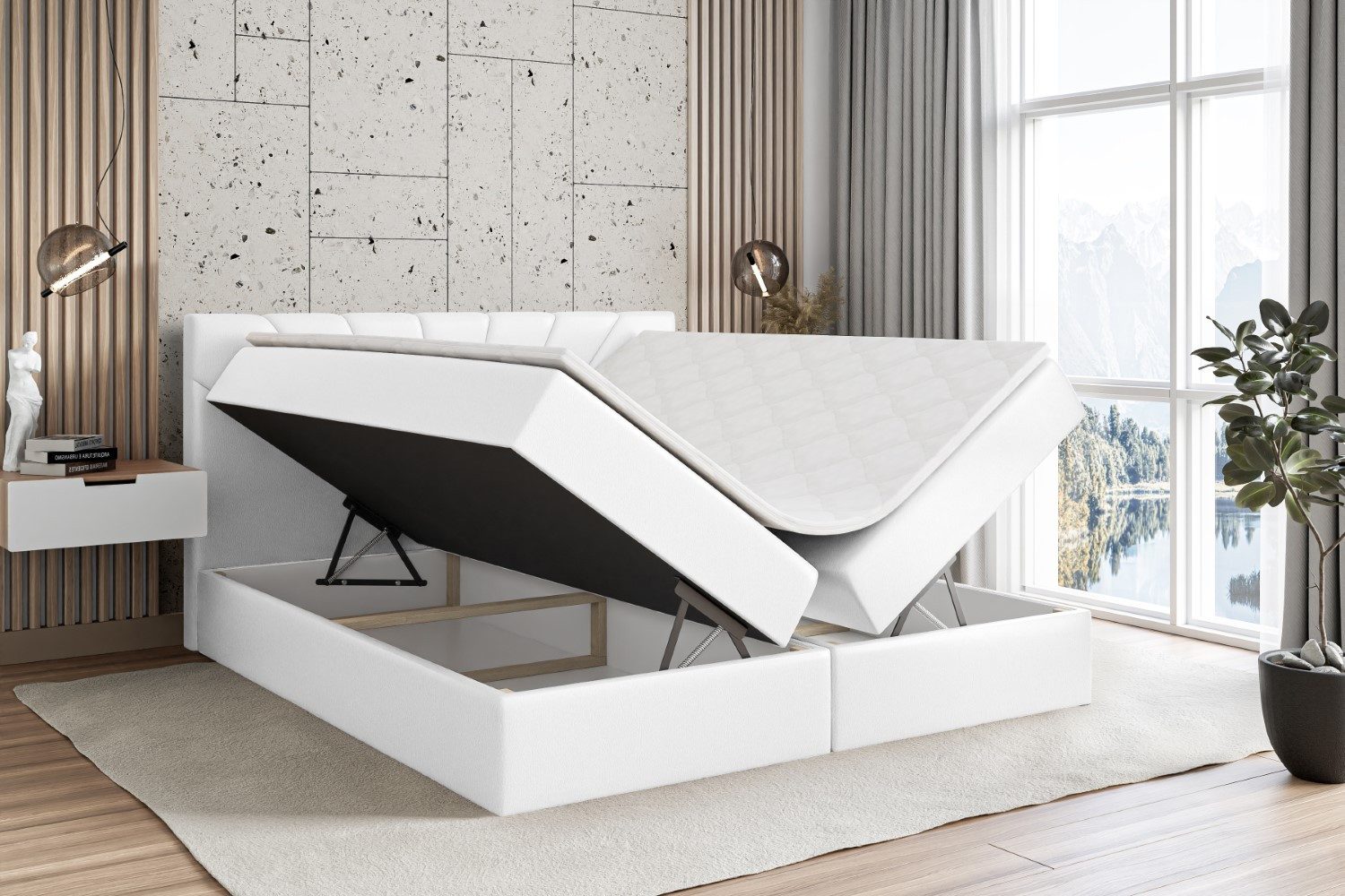 ALTDECOR Boxbett MILTIO (Multipocket-Matratze H4, H3 Matratze Bonellfederung, Topper, Kopfteil)