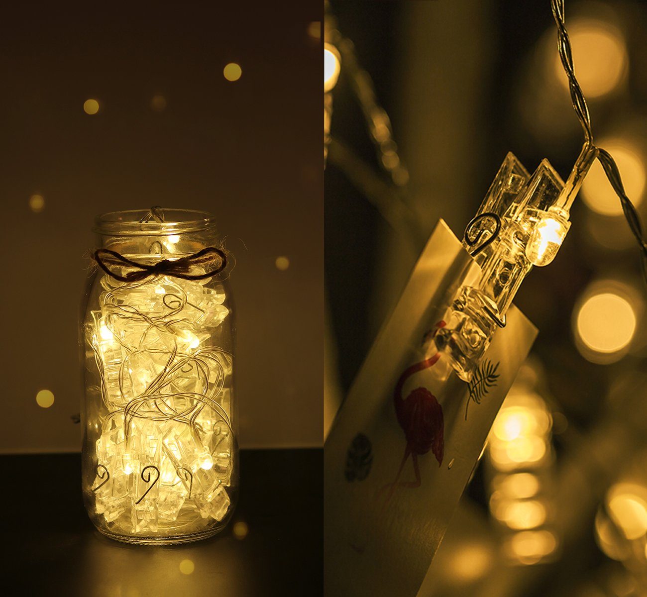 Lampe, Lichterkette Fotos für Led Weihnachten Deko USB Klammern 20 Wohnzimmer 20-flammig, Fotowand LED-Lichterkette Stücke Party mit Geburtstag für Hochzeiten Homewit