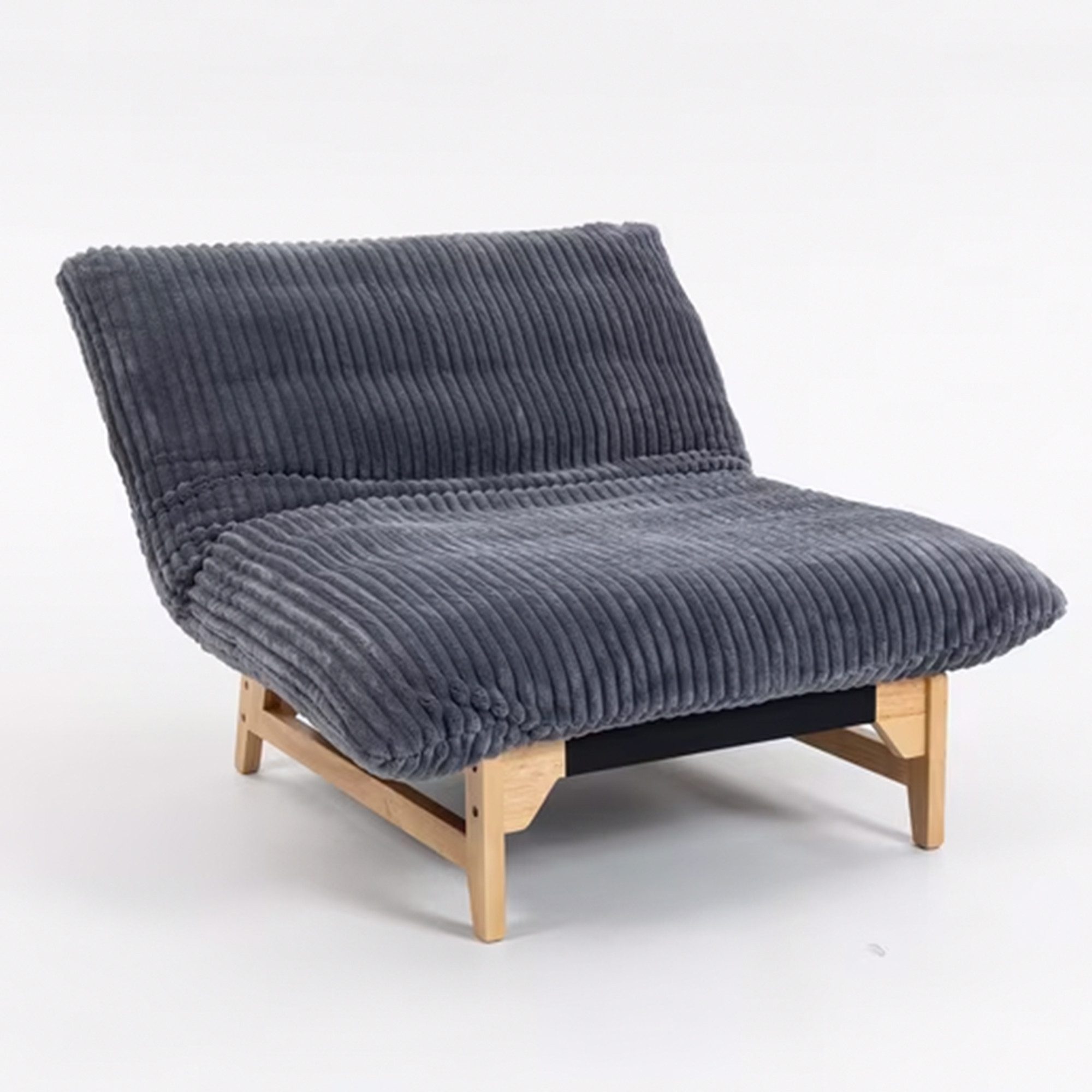 KLAM HOME Relaxsessel Loungesessel Sessel für Erwachsene Weißer Kordelstoff (Akzent-Sessel ohne Arme mit Rückenlehne Ergonomisch), Einzelsessel für Wohnzimmer Schlafzimmer Einrichtung Akzentmöbel