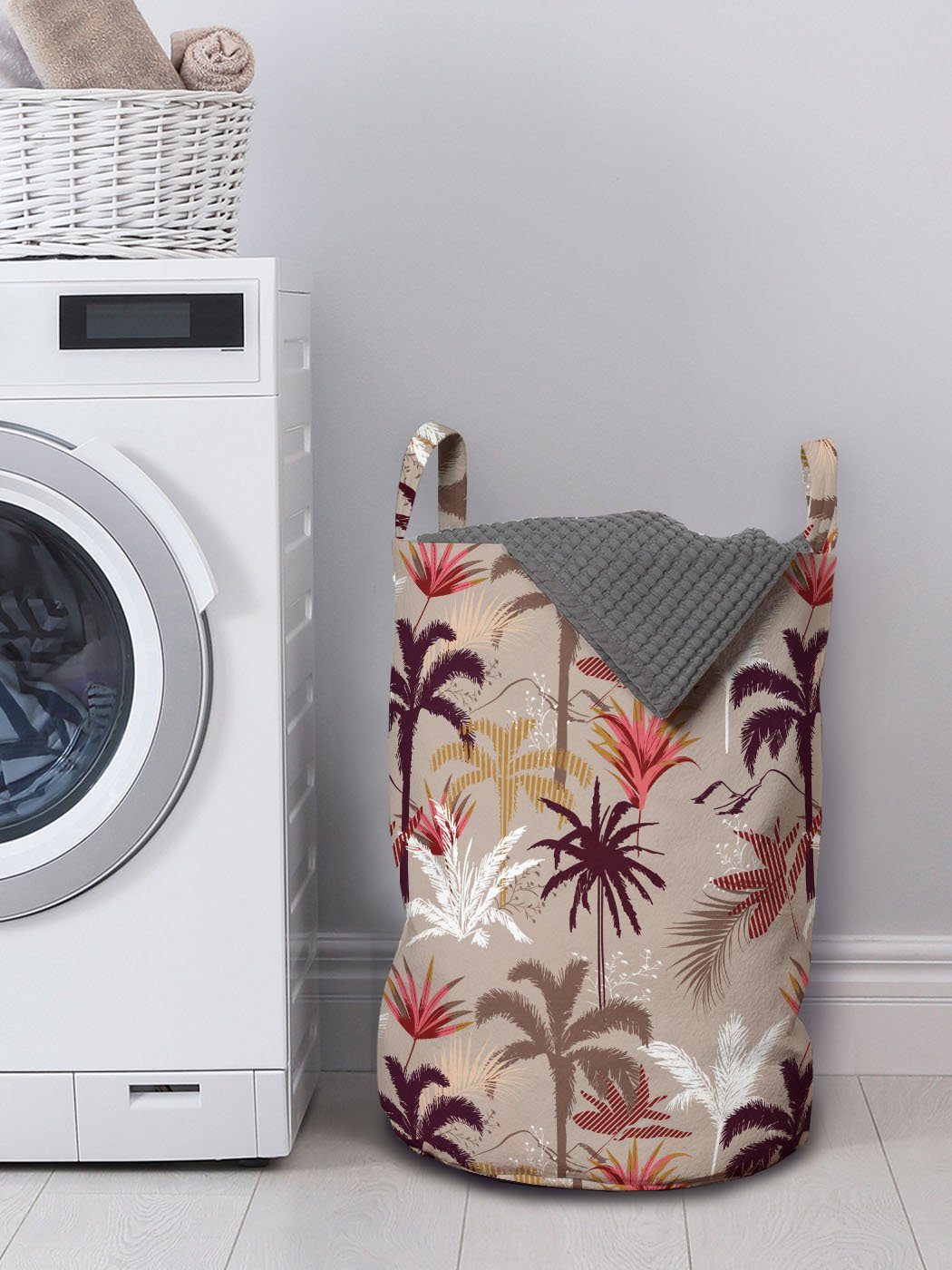 Abakuhaus Wäschesäckchen Wäschekorb mit Zimt Kordelzugverschluss für Pattern Waschsalons, Wald Griffen Exotische