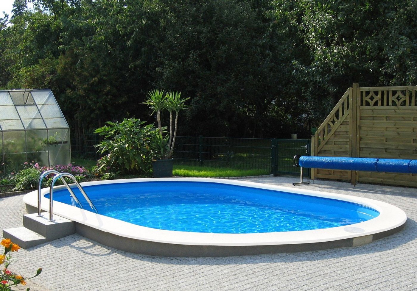 Thumbnail - my POOL BWT Ovalpool PREMIUM mit blauer Innenfolie (Komplett-Set, 7-tlg), Höhe 120 cm, in verschiedenen Größen