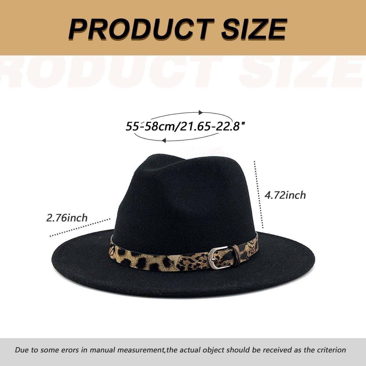LuxusKollektion Fedora Fedora Trilby Wollmix Herren Damen Krempe Leopardband M Schwarz