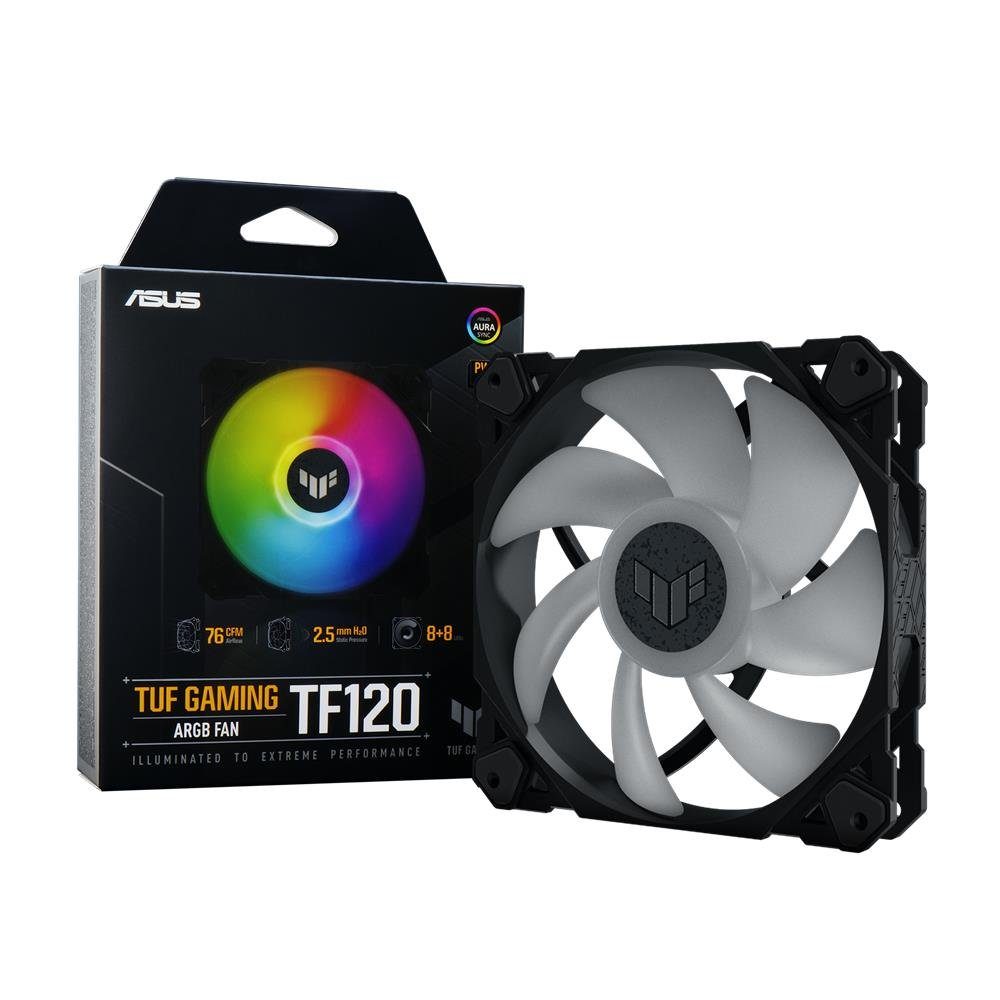 Asus Gehäuselüfter TUF Gaming TF120 ARGB-Gehäuselüfter 1er Pack, Aura Sync, LED Beleuchtung, PWM Steuerung, 120 mm, schwarz