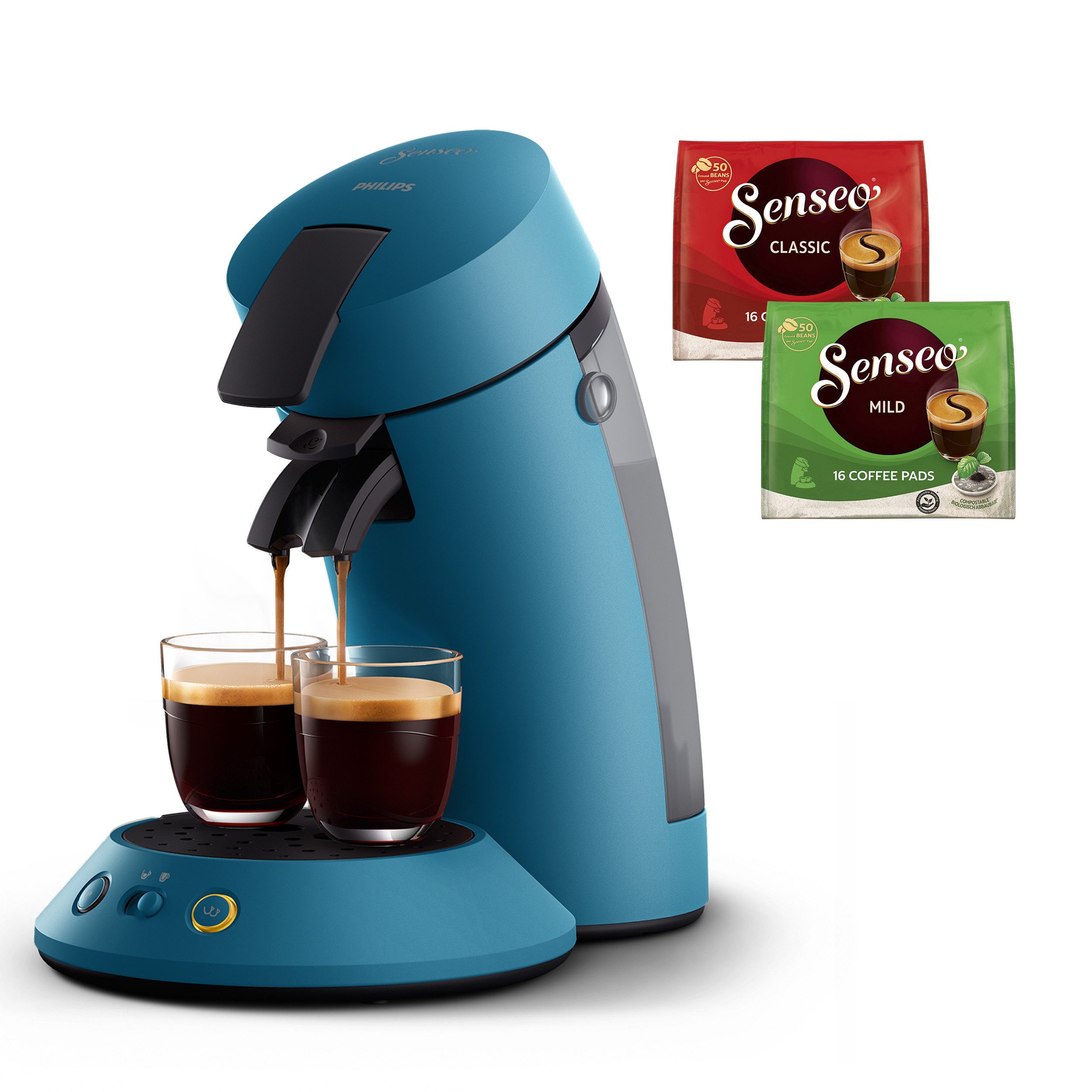 Philips Senseo Kaffeepadmaschine Original Plus CSA210/00, mit zwei Kaffee-Einstellungen, aus 28% rec. Plastik, inkl. Gratis-Zugabe (Wert 5 € UVP)