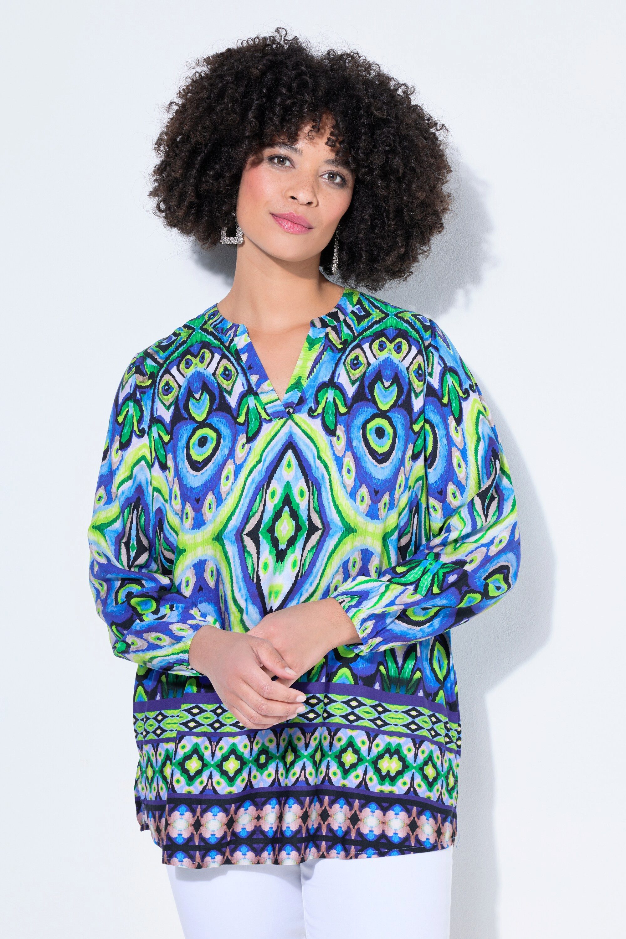 Angel of Style Longbluse Tunika A-Linie Alloverdruck Langarm günstig online kaufen