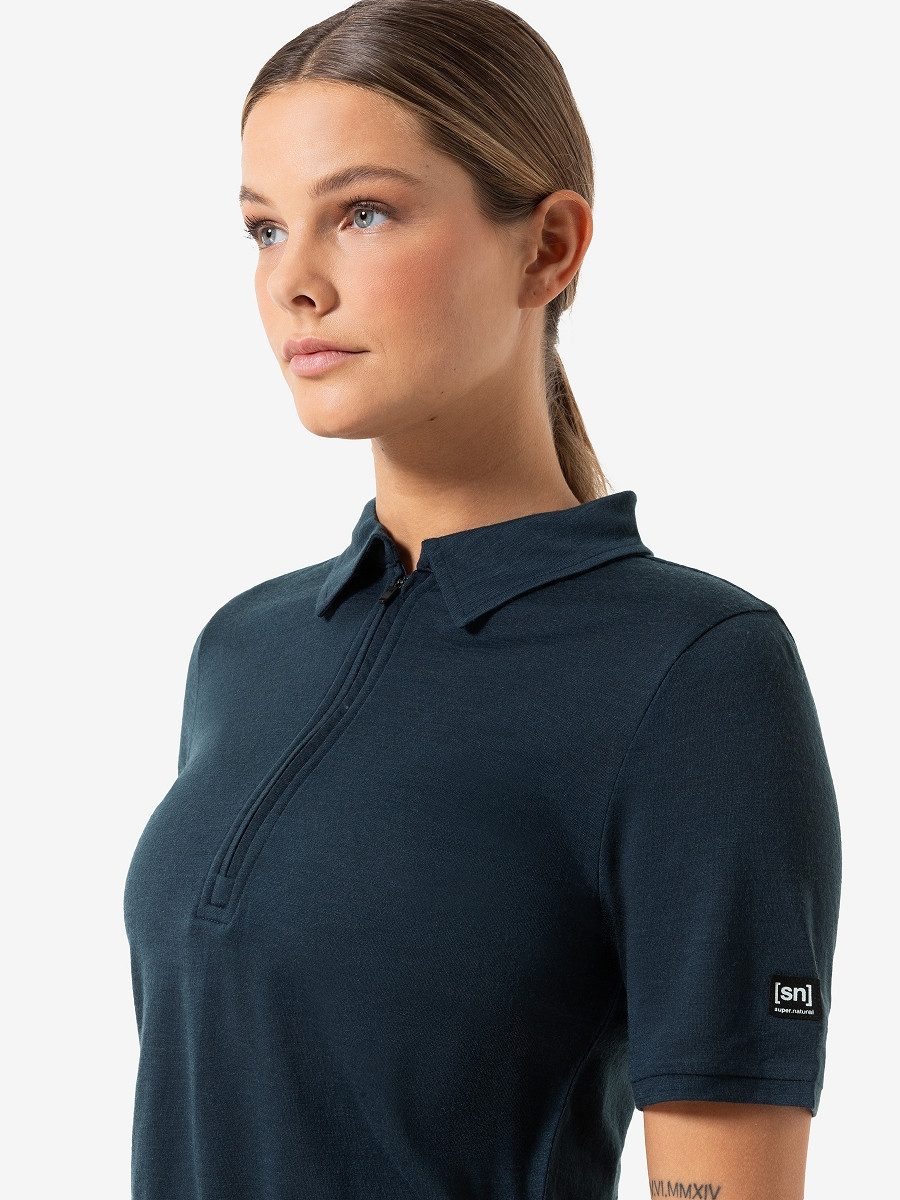 SUPER.NATURAL Poloshirt für Damen, Merino ZIP POLO casual, lightweight, atmungsaktiv