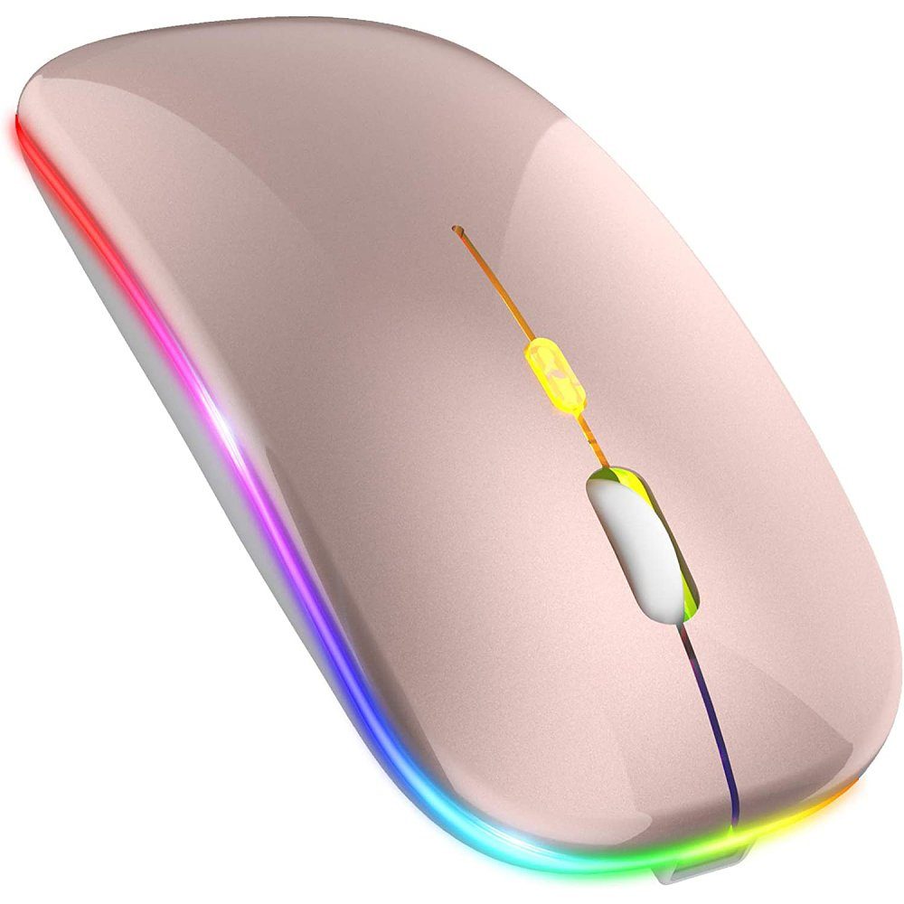 GelldG LED Wiederaufladbare leise Funkmaus Mouse, Mäuse mit USB-Empfänger Maus