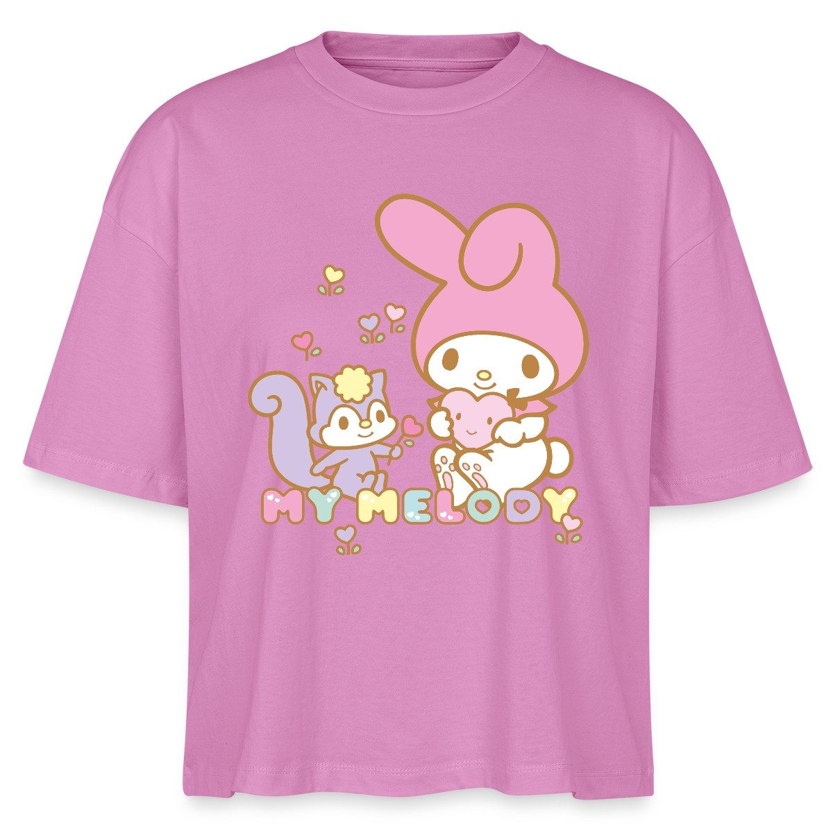 T-Shirt My Melody Pflückt Mit Risu Herzblümchen Boxy Shirt Damen