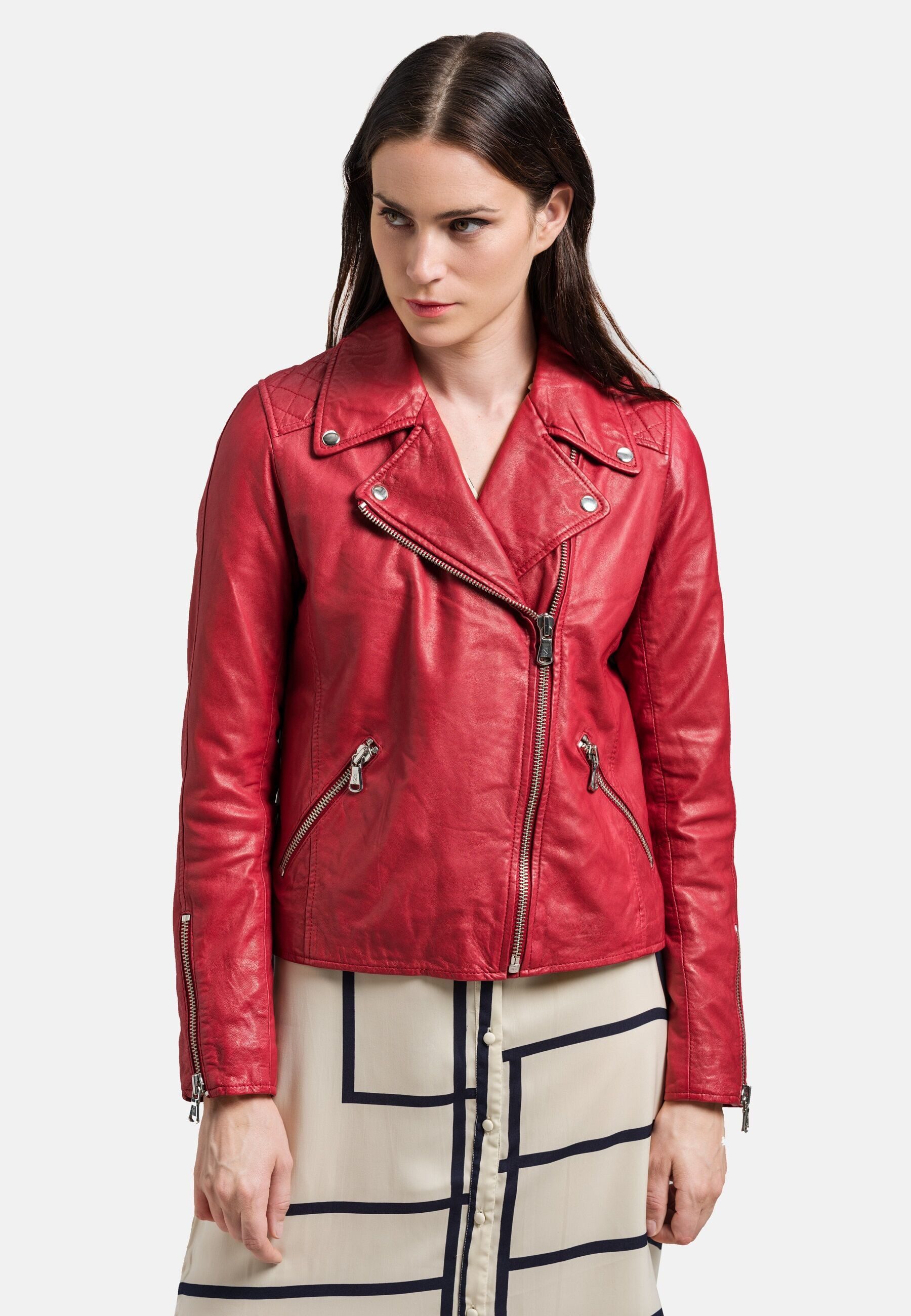 18N62 Lederjacke NEAPRILIA (1-St) im Perfecto-Style aus leichtem Lammnappa