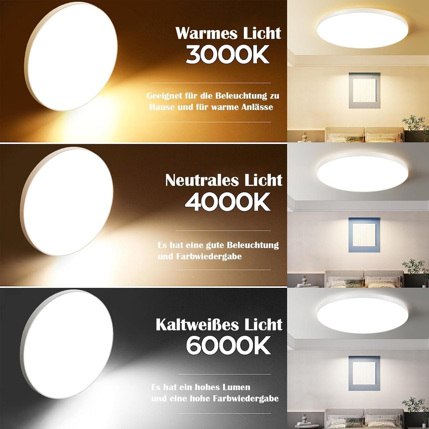 Nettlife LED Panel LED Deckenleuchte Schwarz flach rund Dimmbar, Dimmbar mi günstig online kaufen