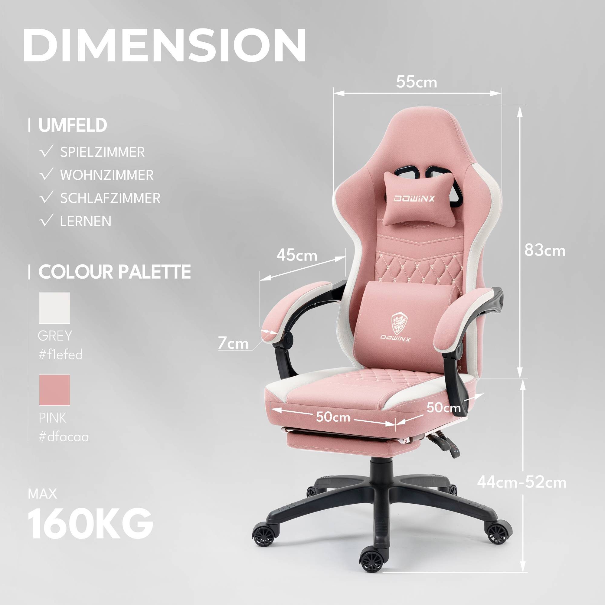 Dowinx Gaming-Stuhl Stoff-Massage-Gaming-Stuhl mit Fußstütze, ergonomisches günstig online kaufen