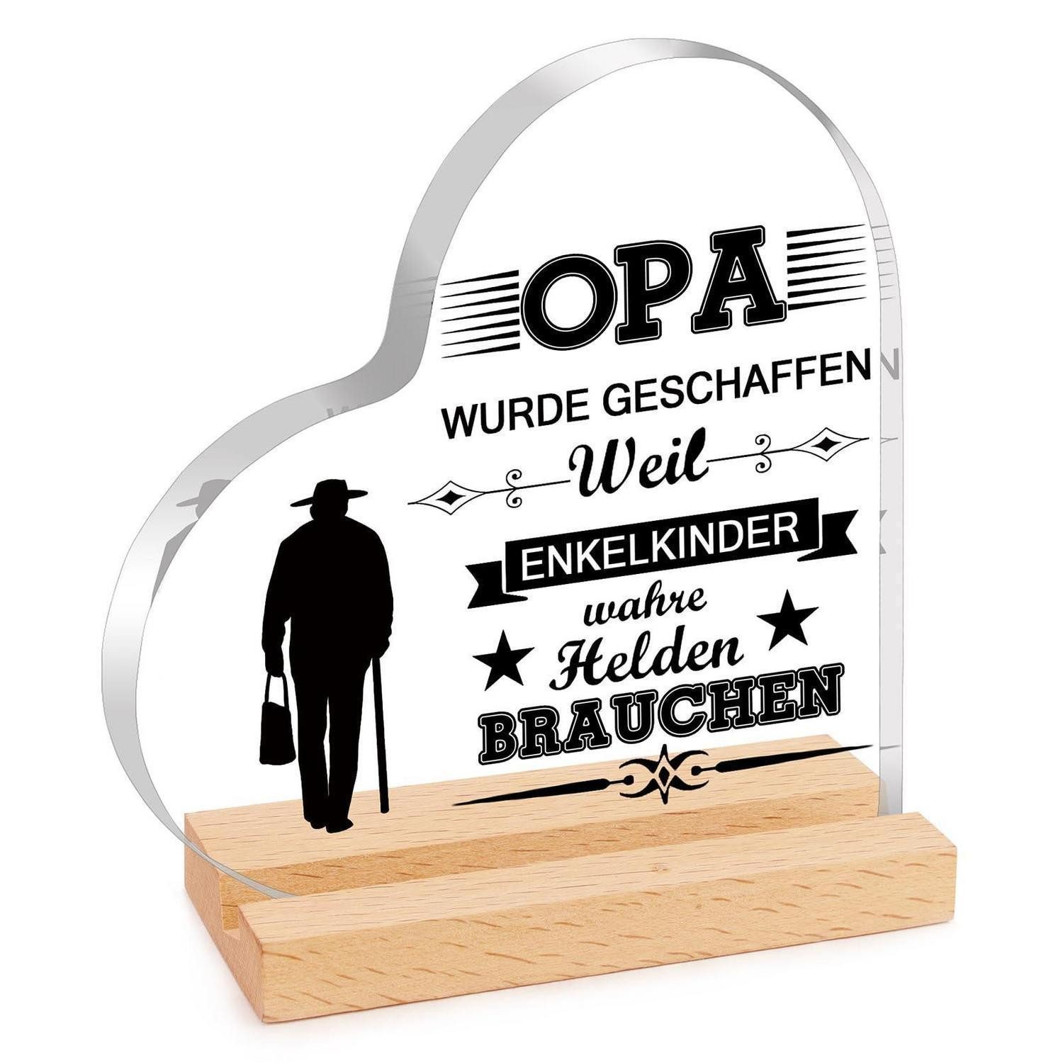 LuxusKollektion Wanddekoobjekt Acryl-Herz Opa Geschenk mit Spruch