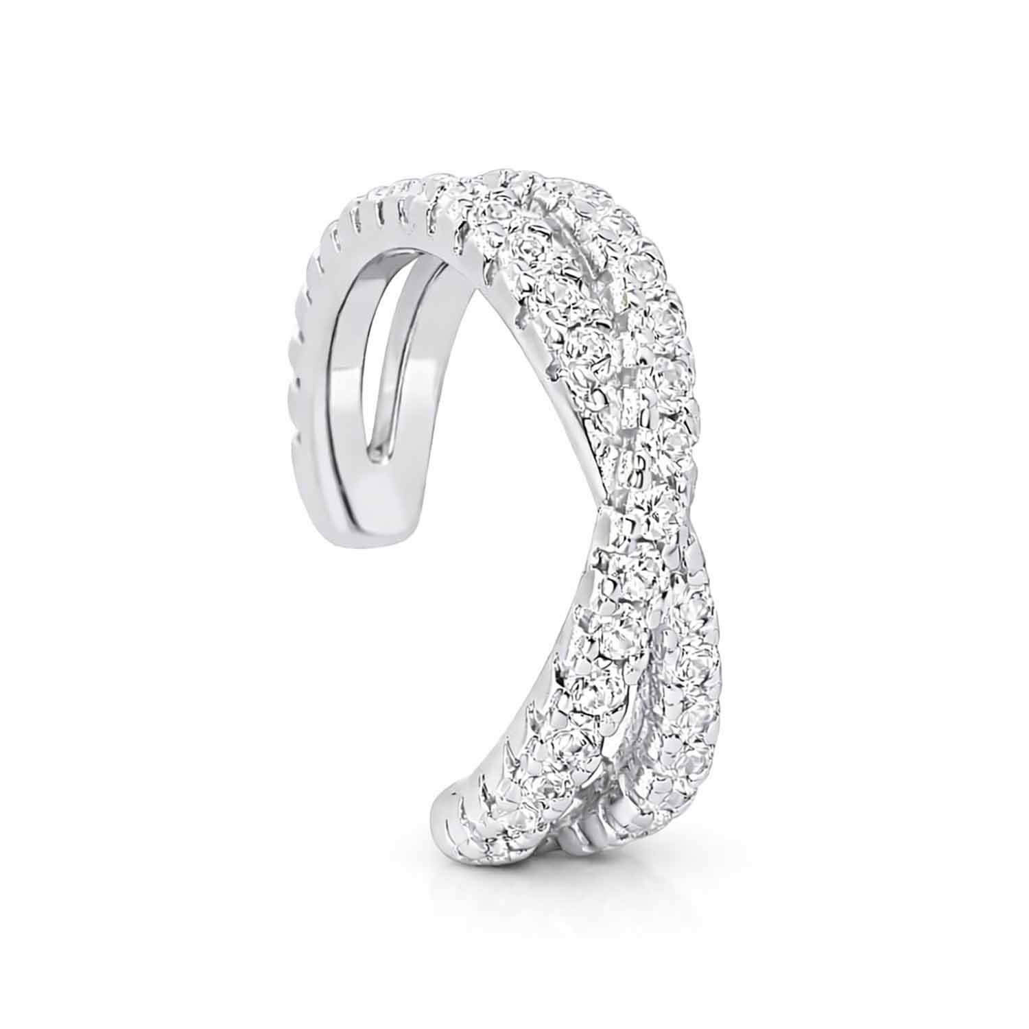 Ohrklemme Earcuff aus 925 Silber mit Zirkonia – Handgefertigt