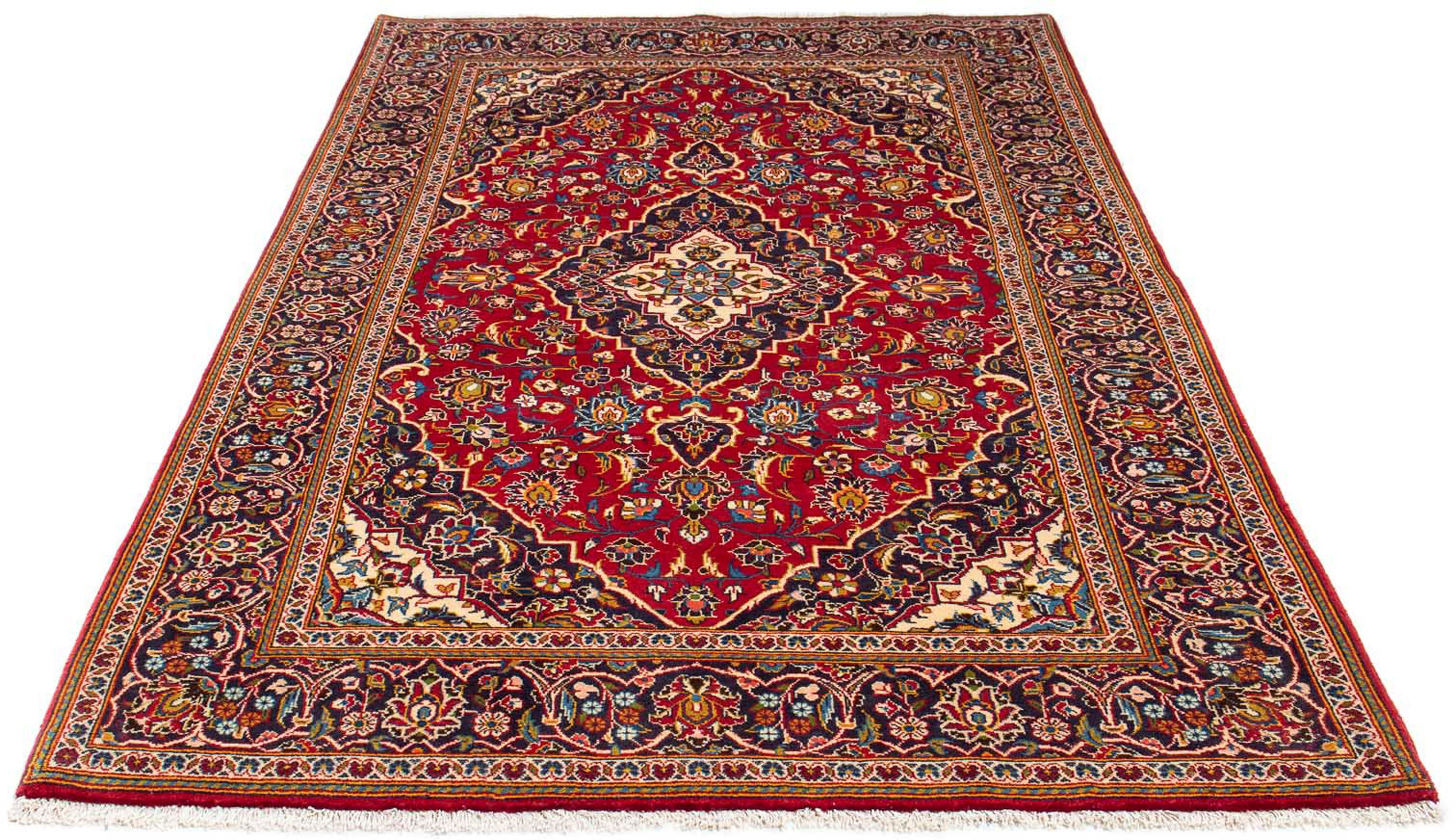 Orientteppich Perser - Keshan - 226 x 137 cm - rot, morgenland, rechteckig, Höhe: 10 mm, Wohnzimmer, Handgeknüpft, Einzelstück mit Zertifikat