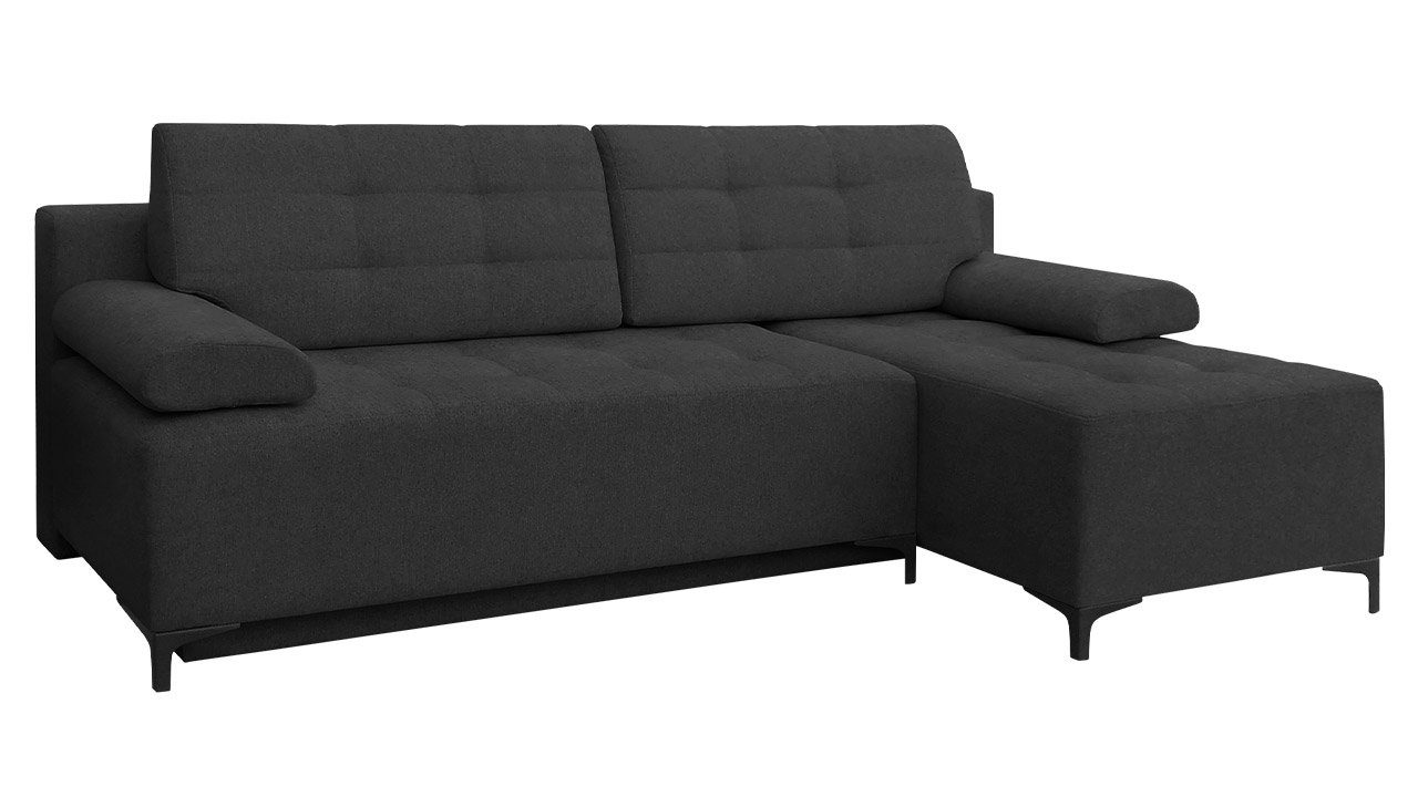 MIRJAN24 Ecksofa Fabio, mit Bettkasten und Schlaffunktion, Füße aus Metall, Kissen mit Reißverschluss