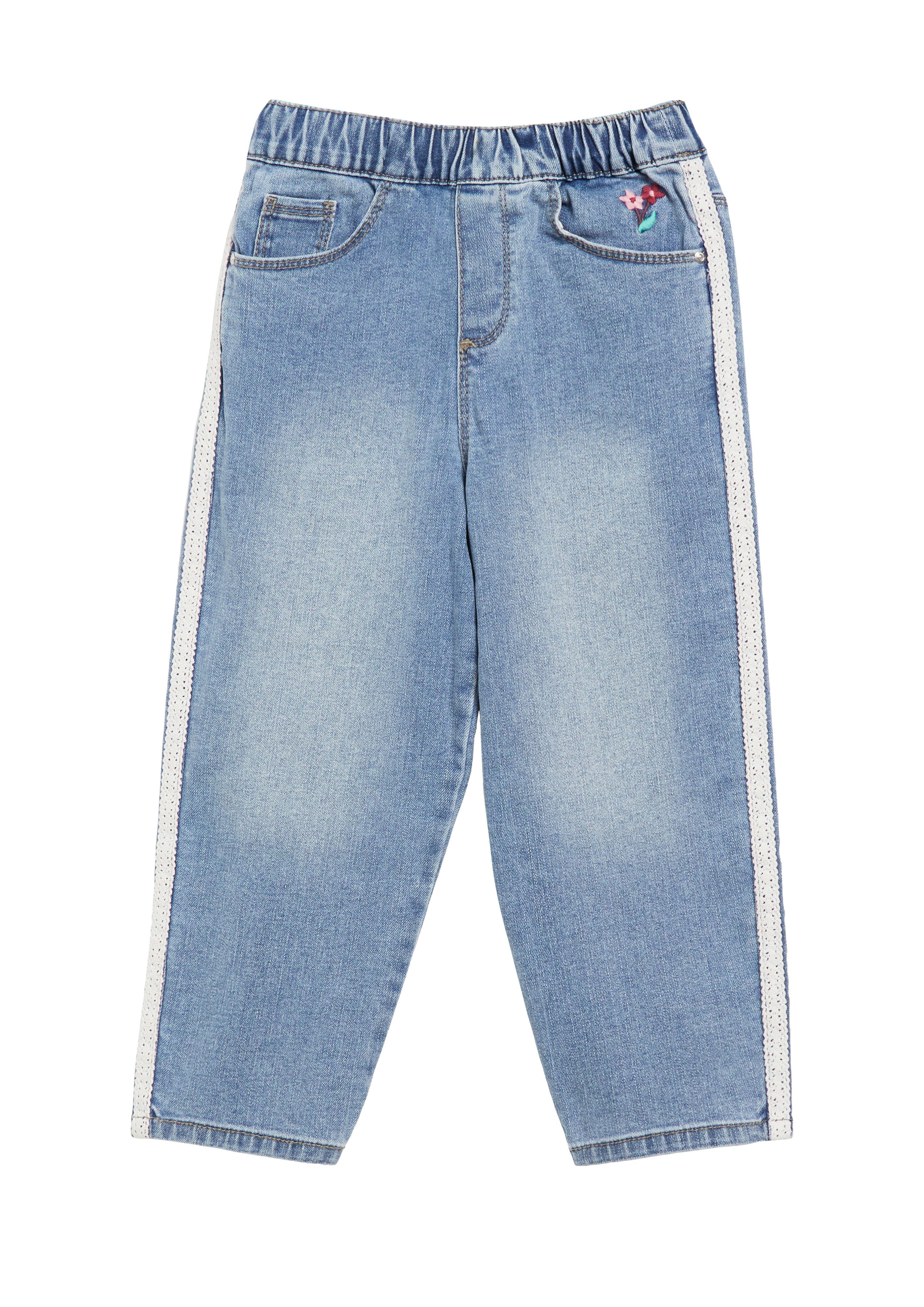 s.Oliver Junior Schlupfjeans Dezente Stickerei und Spitzen-Tape als Details
