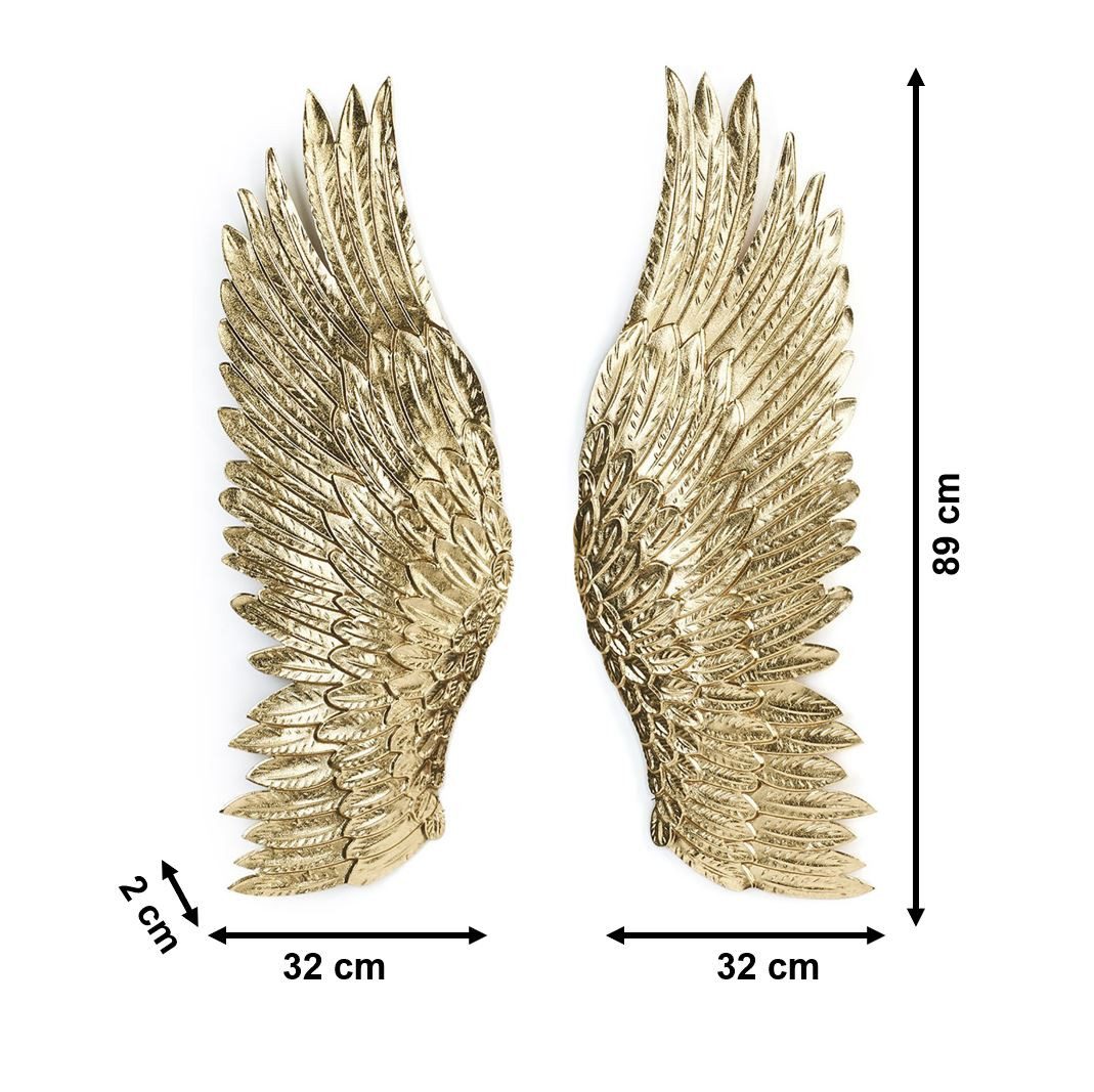 Kobolo Wandbild Wanddeko Set ANGELO Engelsflügel Metall gold 2 Stk, Flügel, im 3D Look