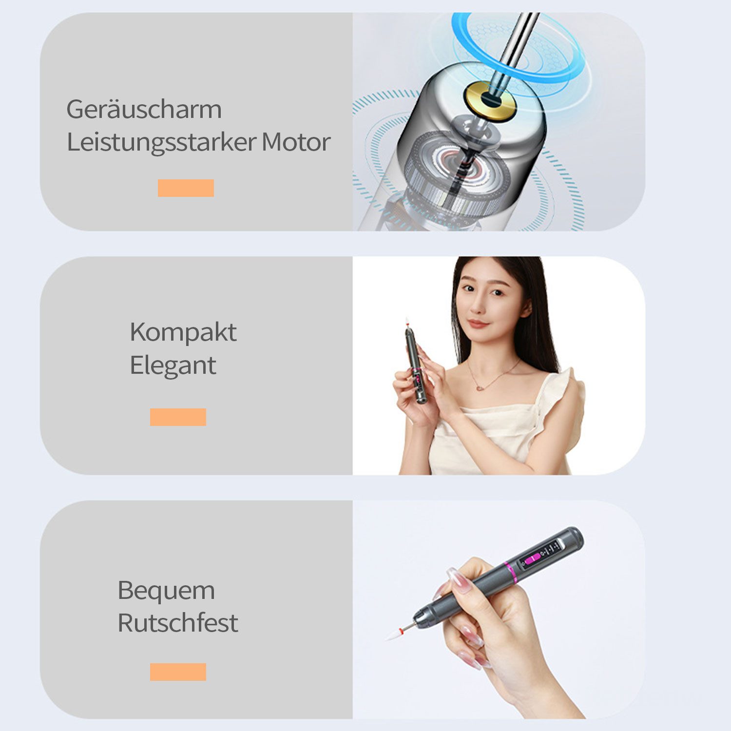 Refttenw Maniküre-Pediküre-Set Elektrisches Pediküre Set 12 in 1 Nagelfräser Kabellos, 10 Aufsätze, mit LED-Licht, Wiederaufladbar, für Gelnägel Acrylnägel