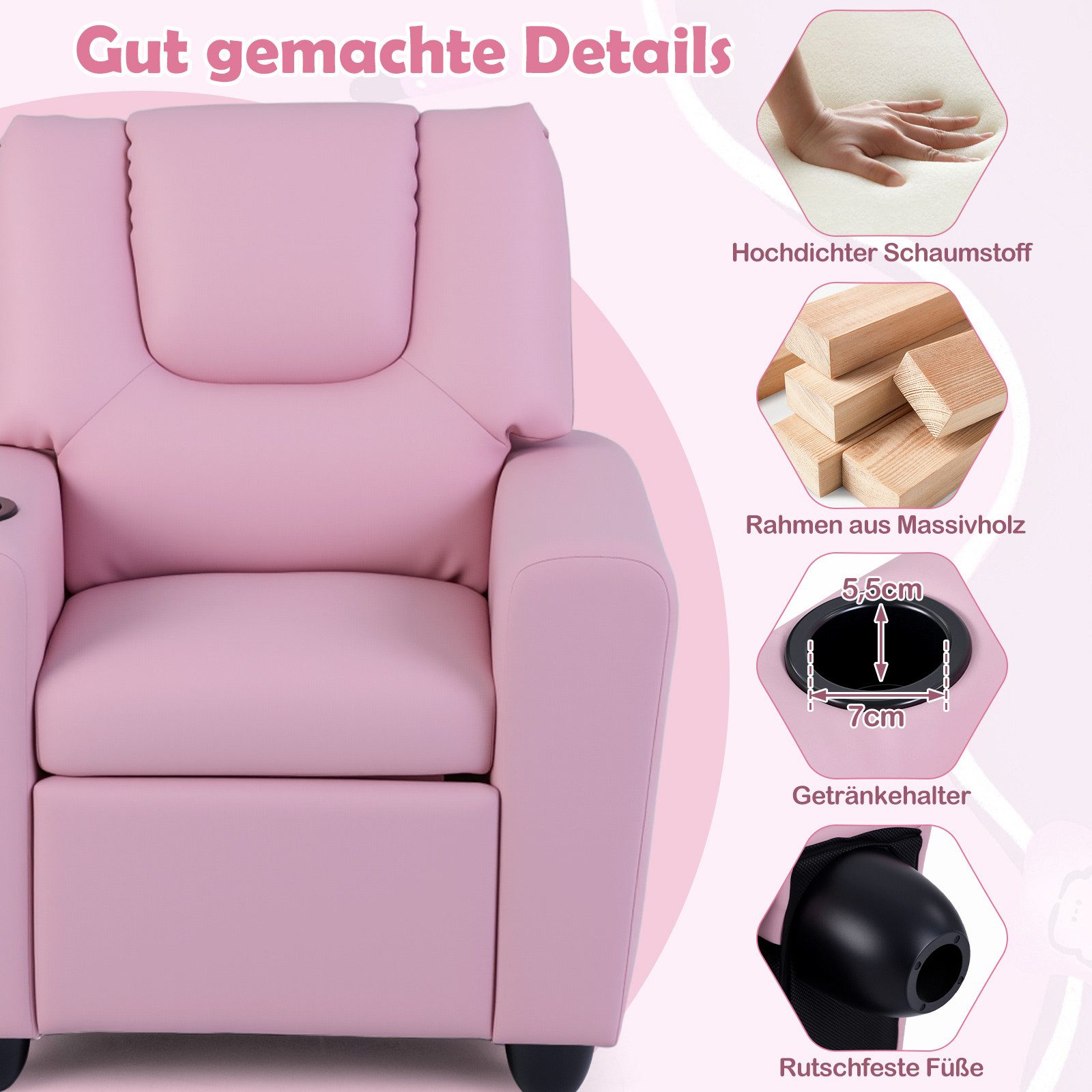 COSTWAY Kindersofa, Kindersessel mit verstellbarer Rückenlehne & Fußstütze