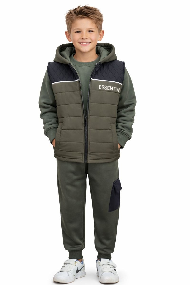 Fashion Boy Sweatanzug Sweatanzug mit Weste Freizeitset Sweat-Shirt Weste Jogginghose JF159a (mit Weste)