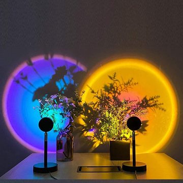 GelldG Nachtlicht Sunset Lamp,180 ° Drehbares Romantisches Vision-Stimmungslicht, USB-Anschluss Sonnenlicht LED Projektor, LED fest integriert, Nachhaltig