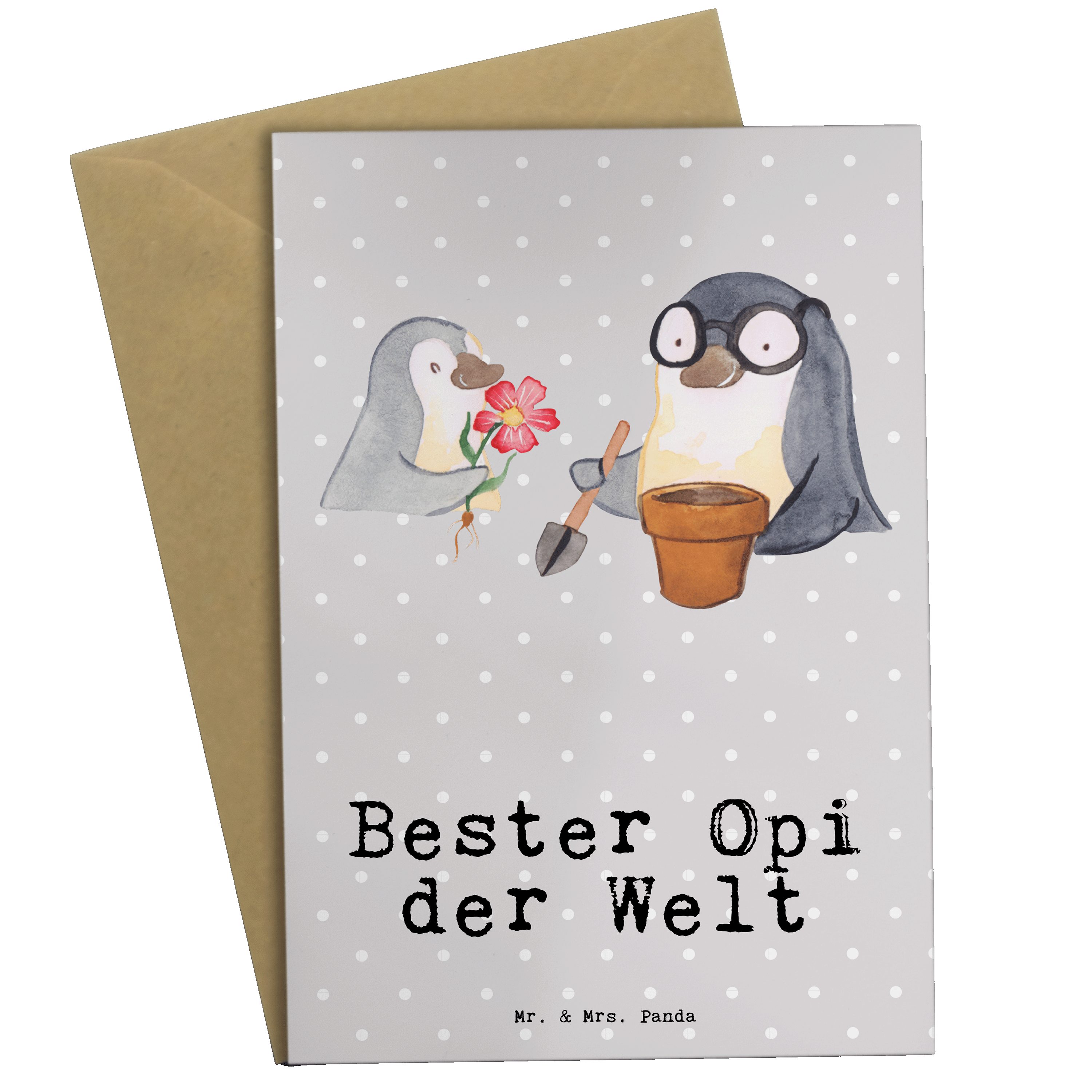 Bester Grau Panda - Welt Mr. Opi & - der Mrs. Geschenk, Pinguin Oppi, Pastell Grußkarte Hochzeit