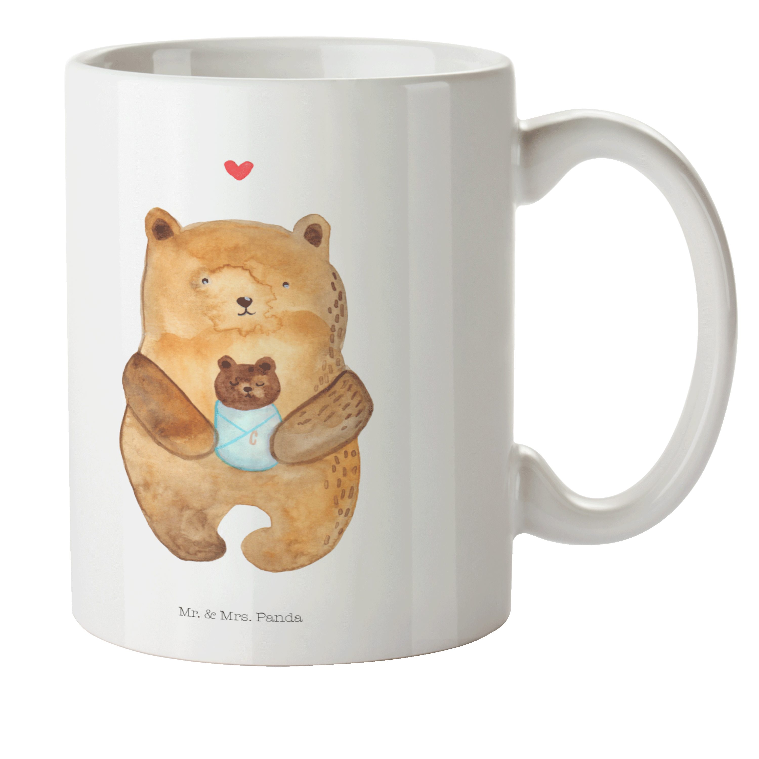 Glückwunsch, Taufe, Mr. Kindergart, Geschenk, Tasse, Kinderbecher Weiß Baby Bär - & Mrs. Panda - mit Kunststoff