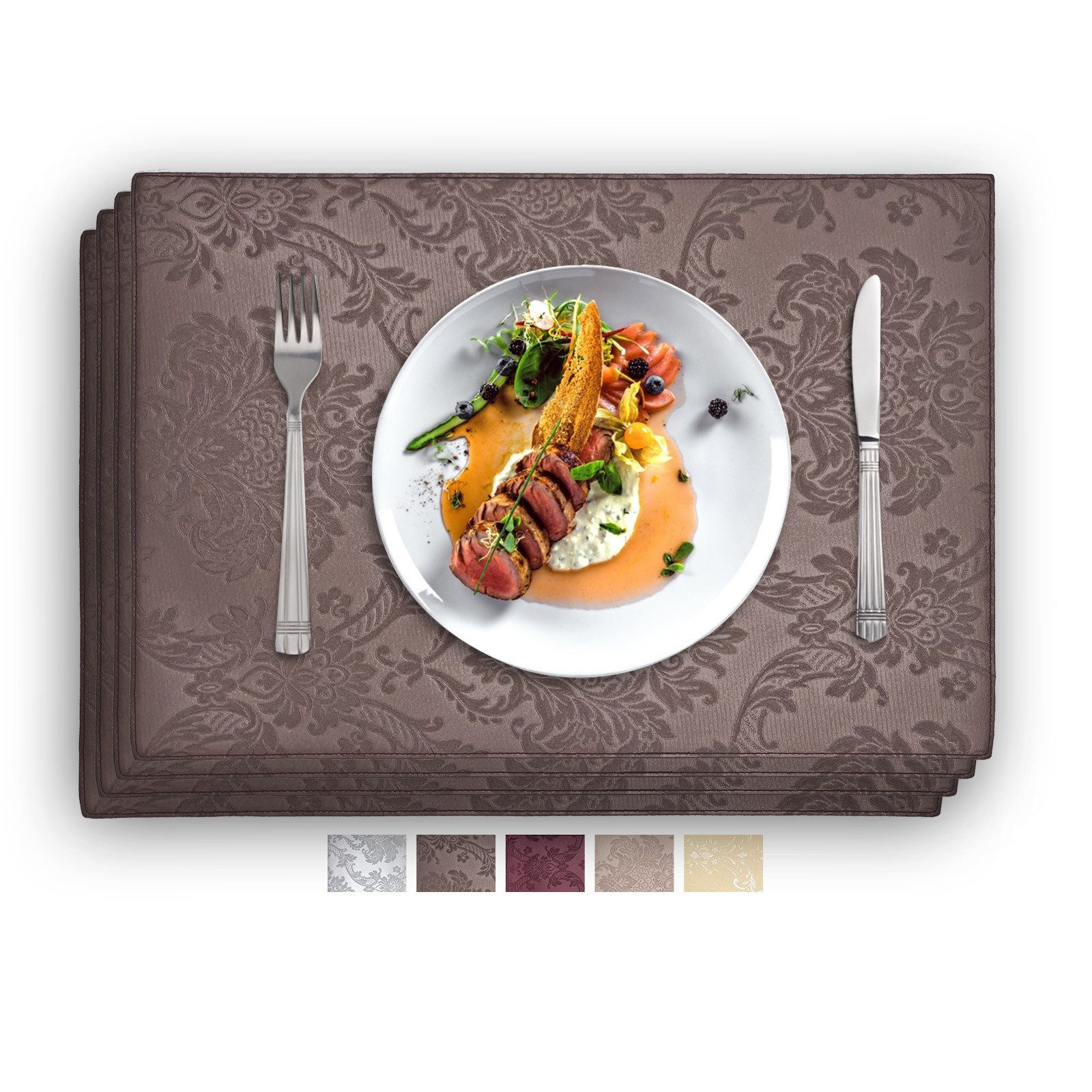 Vivi Idee Platzset Geprägte luxuriöse Tischsets Tischmatte Kunstleder, abwischbar, wasserdicht, Anti-Rutsch, beidseitig, 46 x 31 cm, 4er Set