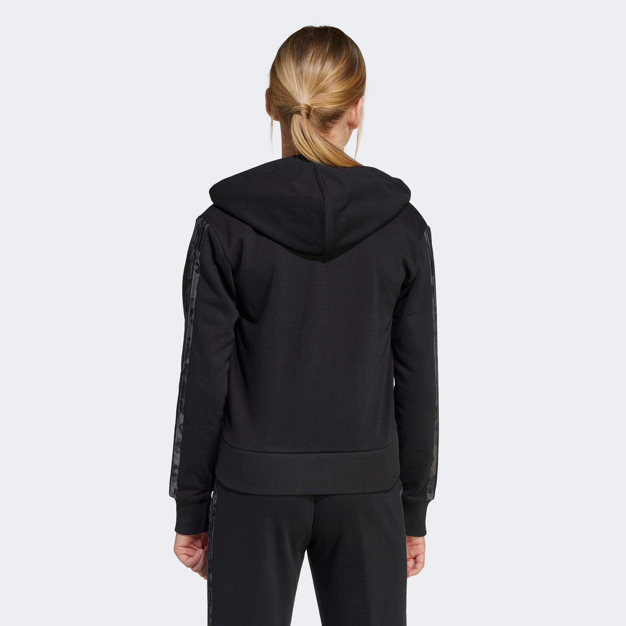 adidas Sportswear Kapuzensweatshirt ADIDAS GIRLS 3-STREIFEN MIT ANIMALPRINT AUS FRENCH TERRY FÜR KINDER U für Kinder, mit 3-Streifen im Animalprint, sportlicher Stil