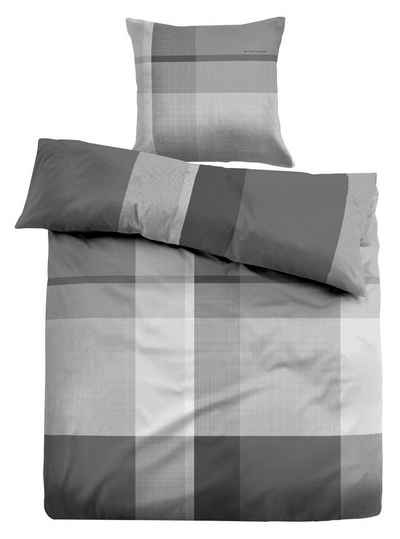 Bettwäsche Satin-Bettwäsche NELIOS, Grau, 135 x 200 cm, TOM TAILOR, Baumwolle, 2 teilig, mit Reißverschluss