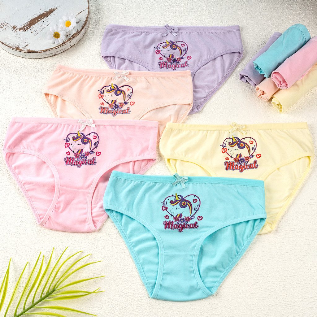 LOREZA Slip 10 Mädchen Slips Baumwolle - Unicorn (Spar-Packung, 10-St)