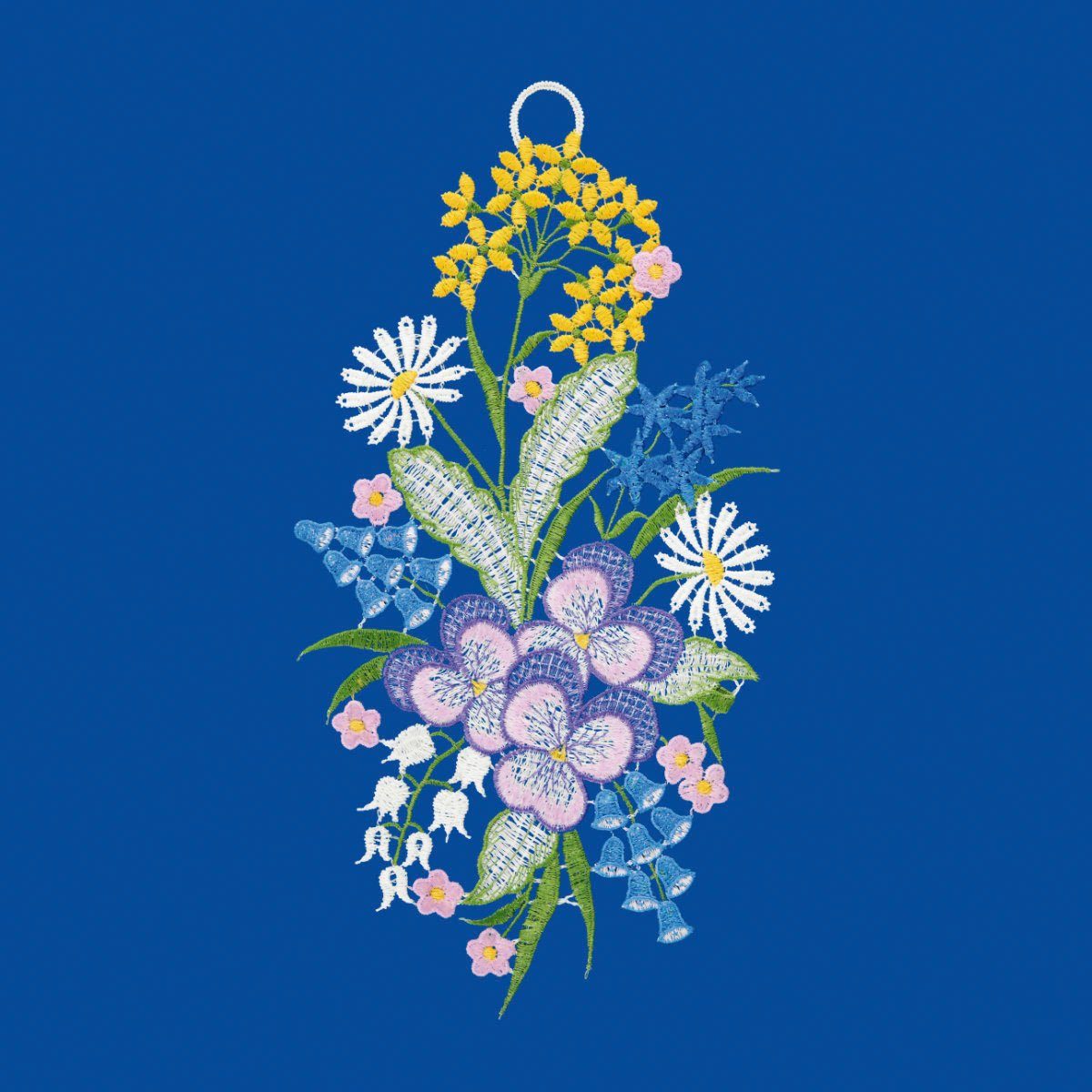 W. Reuter & Sohn - Plauener Spitze® Fensterbild Fensterbild "Blumenstrauß" farbig