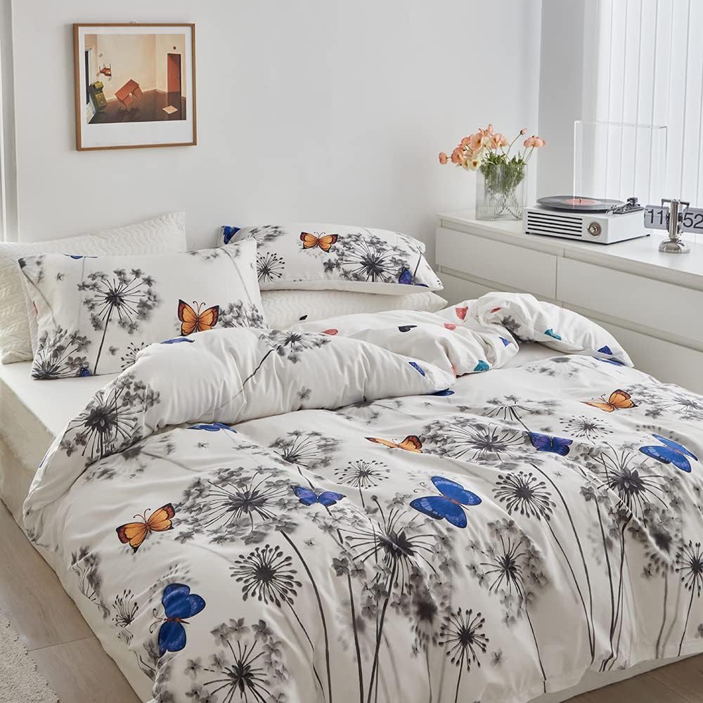 ibettertec Bettwäsche Bettwäsche 135x200cm,200x200cm,Blätter Blumen Pflanze günstig online kaufen